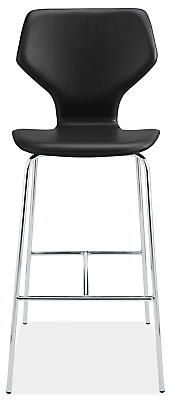Front view of Pike Bar Stool in Black Synthetic Leather with Metal Base.