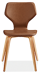 Front view of Pike Side Chair in Synthetic Leather with Wood Base.