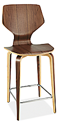 Angled view of Pike Counter Stool with Wood Base.