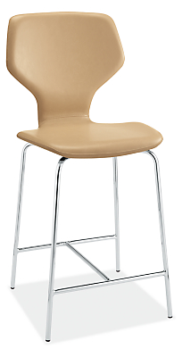 Angled view of Pike Counter Stool in Synthetic Leather with Metal Base.