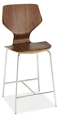 Angled view of Pike Counter Stool with Metal Base.