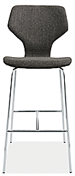 Front view of Pike Bar Stool in Radford Fabric with Metal Base.