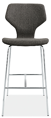Front view of Pike Bar Stool in Radford Fabric with Metal Base.