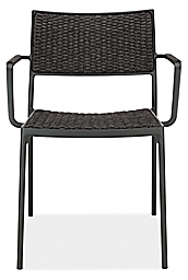 Front view of Plat Fabric Chair in Slate with Graphite Frame.
