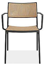 Front view of Plat Chair in Natural with Graphite Frame.