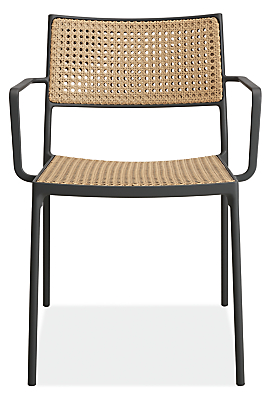 Front view of Plat Chair in Natural with Graphite Frame.