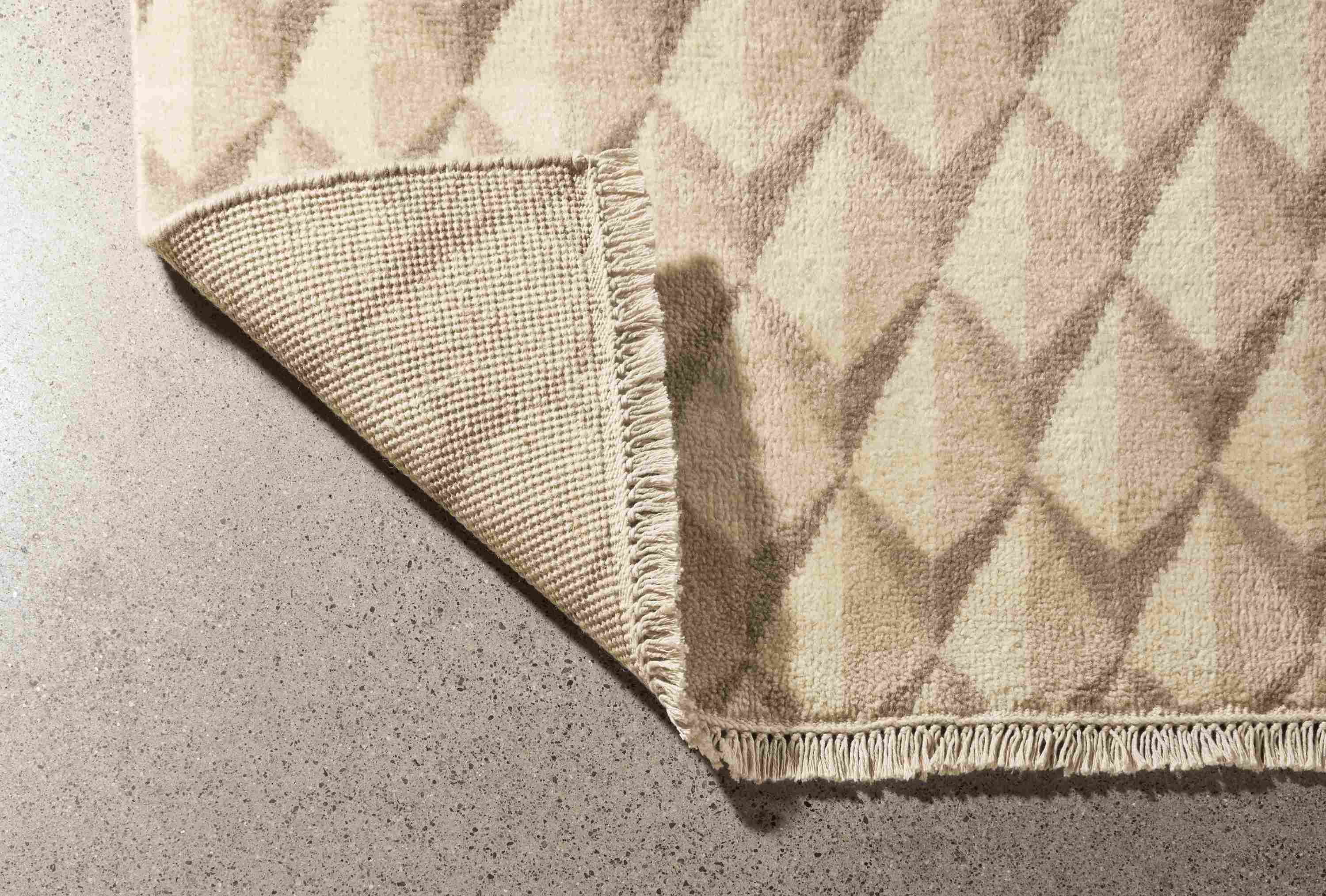 close-up of plaza rug in ivory/taupe.
