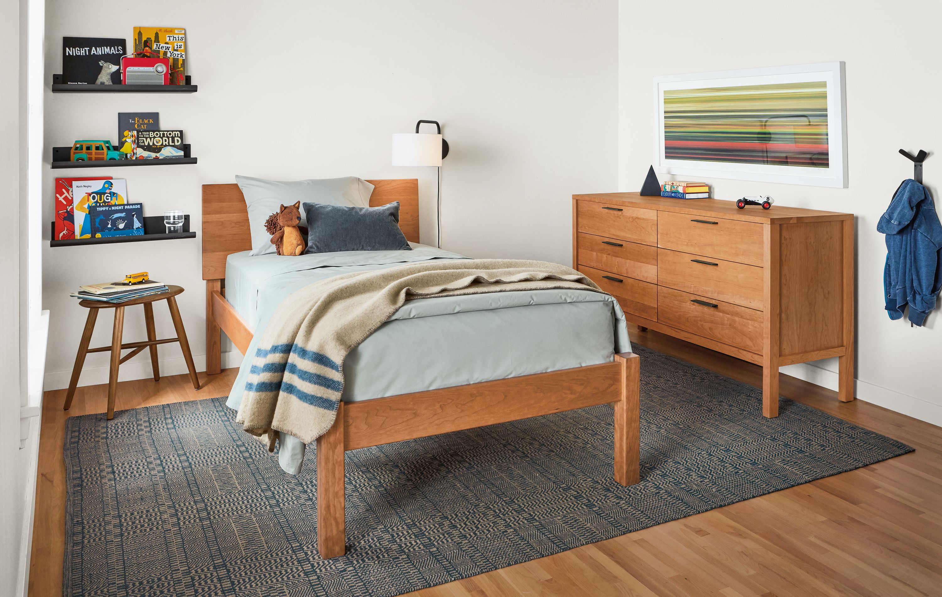 Modern Pogo twin bed.