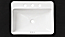 Detail of Kohler Vox Vessel Sink with Three Faucet Hole with Black Quartz Vanity top.