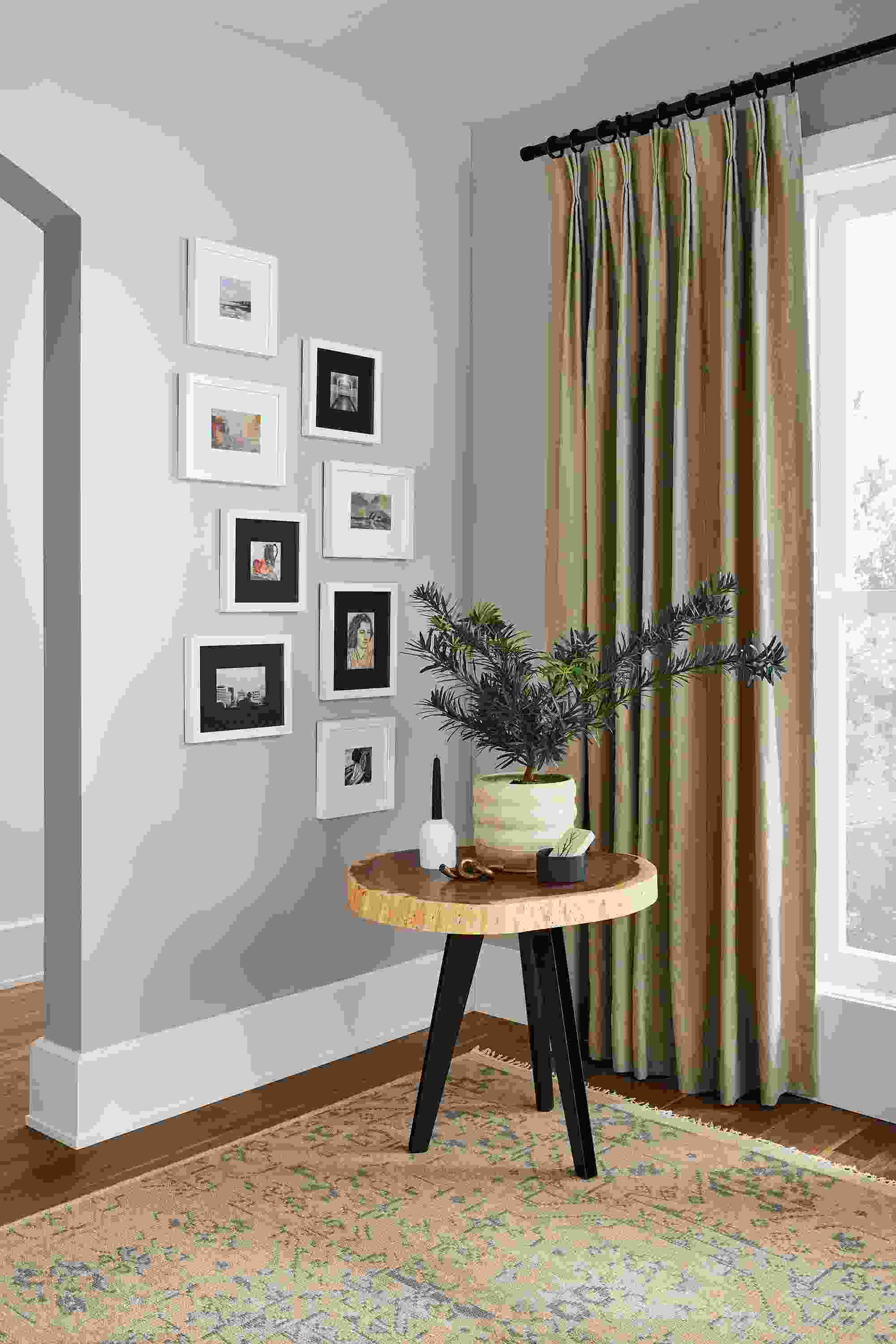 Entryway setting with Profile frames in white.