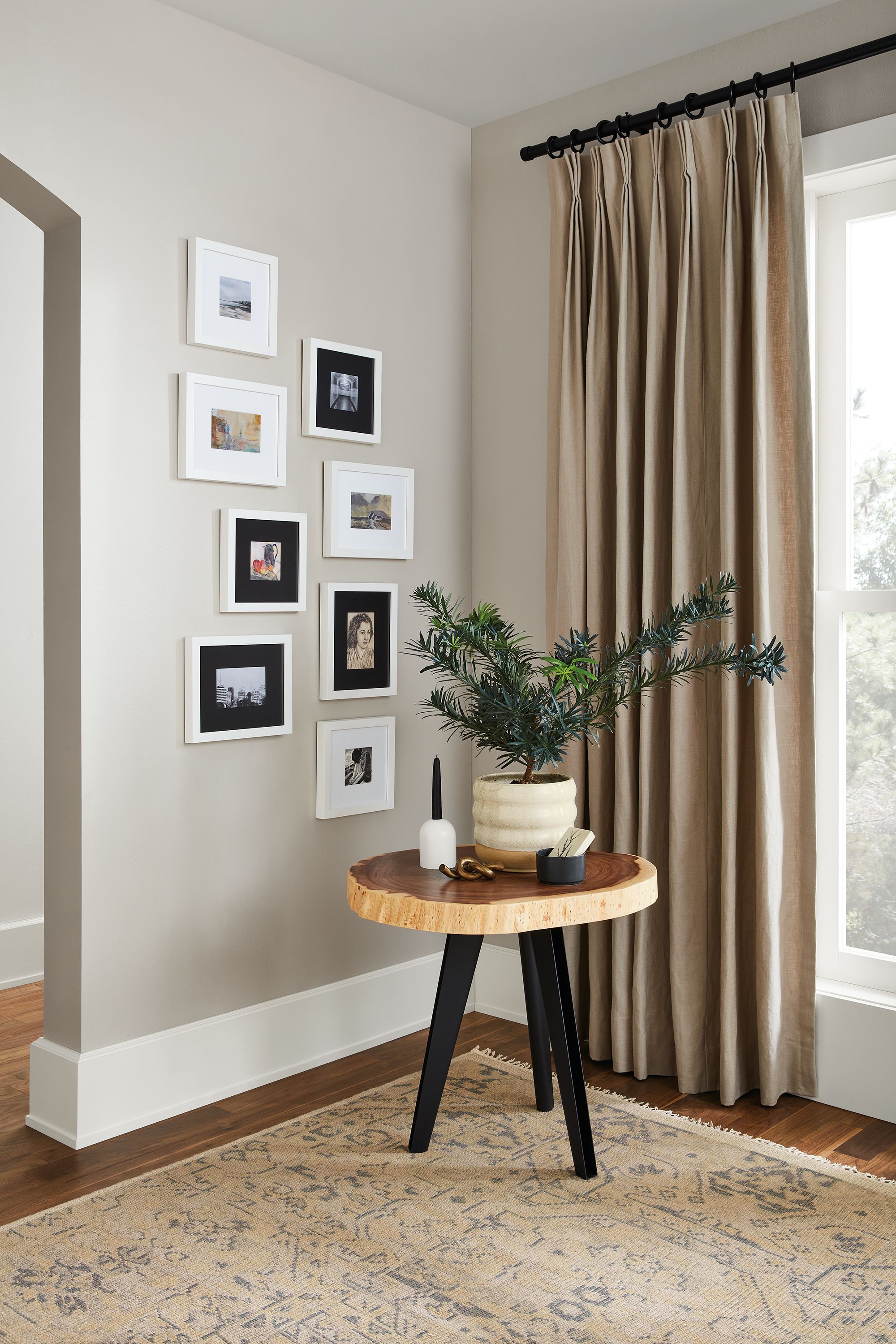Entryway setting with Profile frames in white.