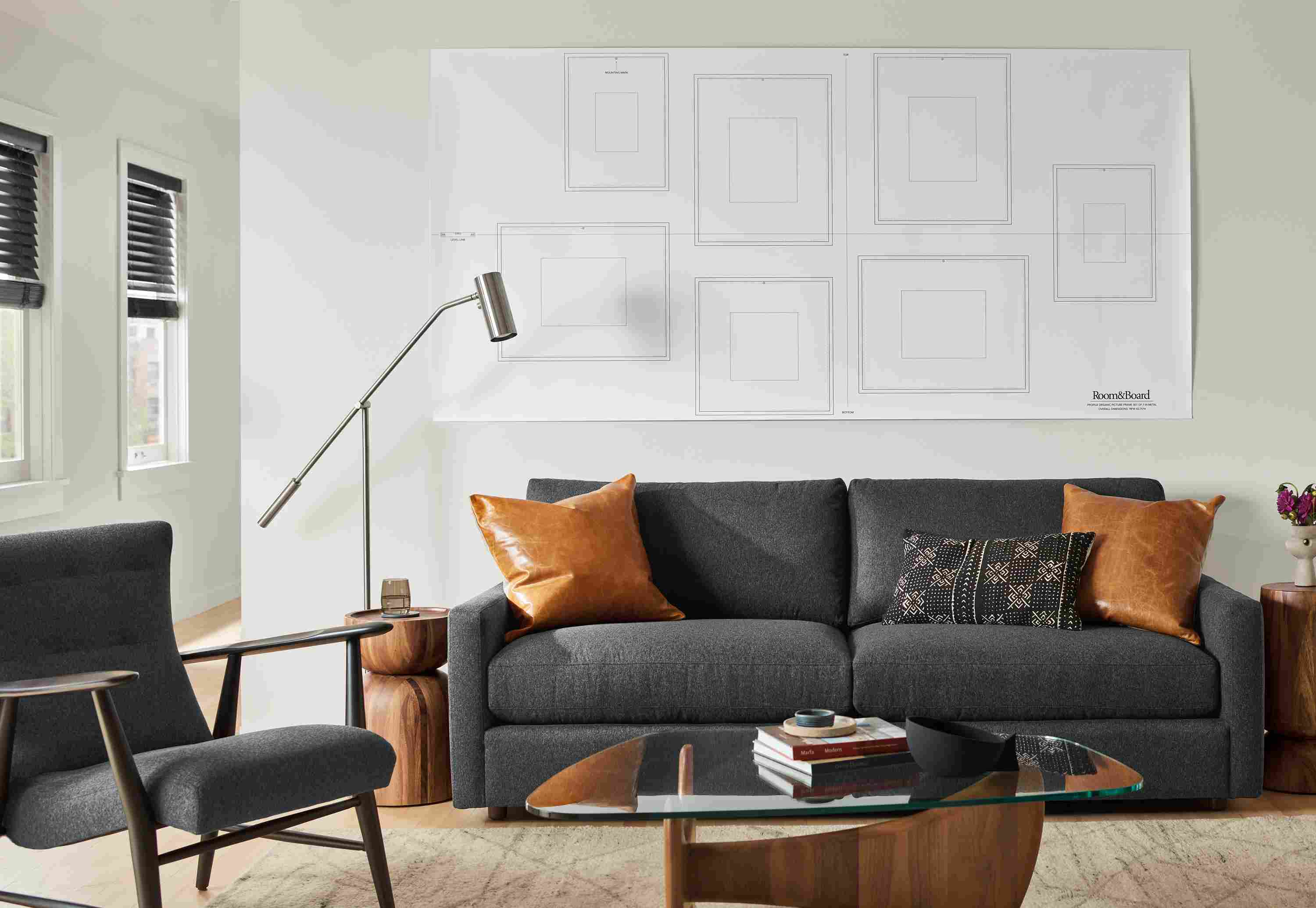 Living room with Linger sofa and Jonas lounge chair.