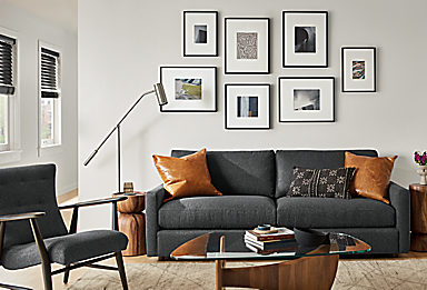Living room with Linger sofa and Jonas lounge chair.