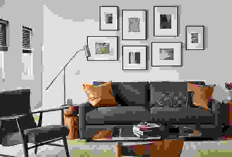 Living room with Linger sofa and Jonas lounge chair. 