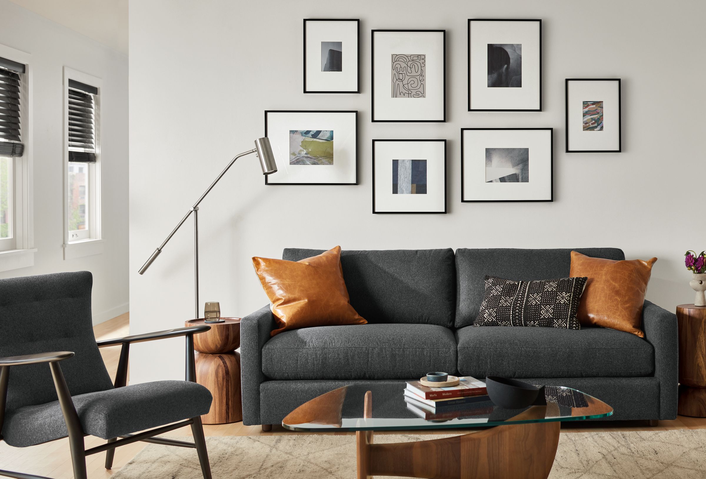 Living room with Linger sofa and Jonas lounge chair.
