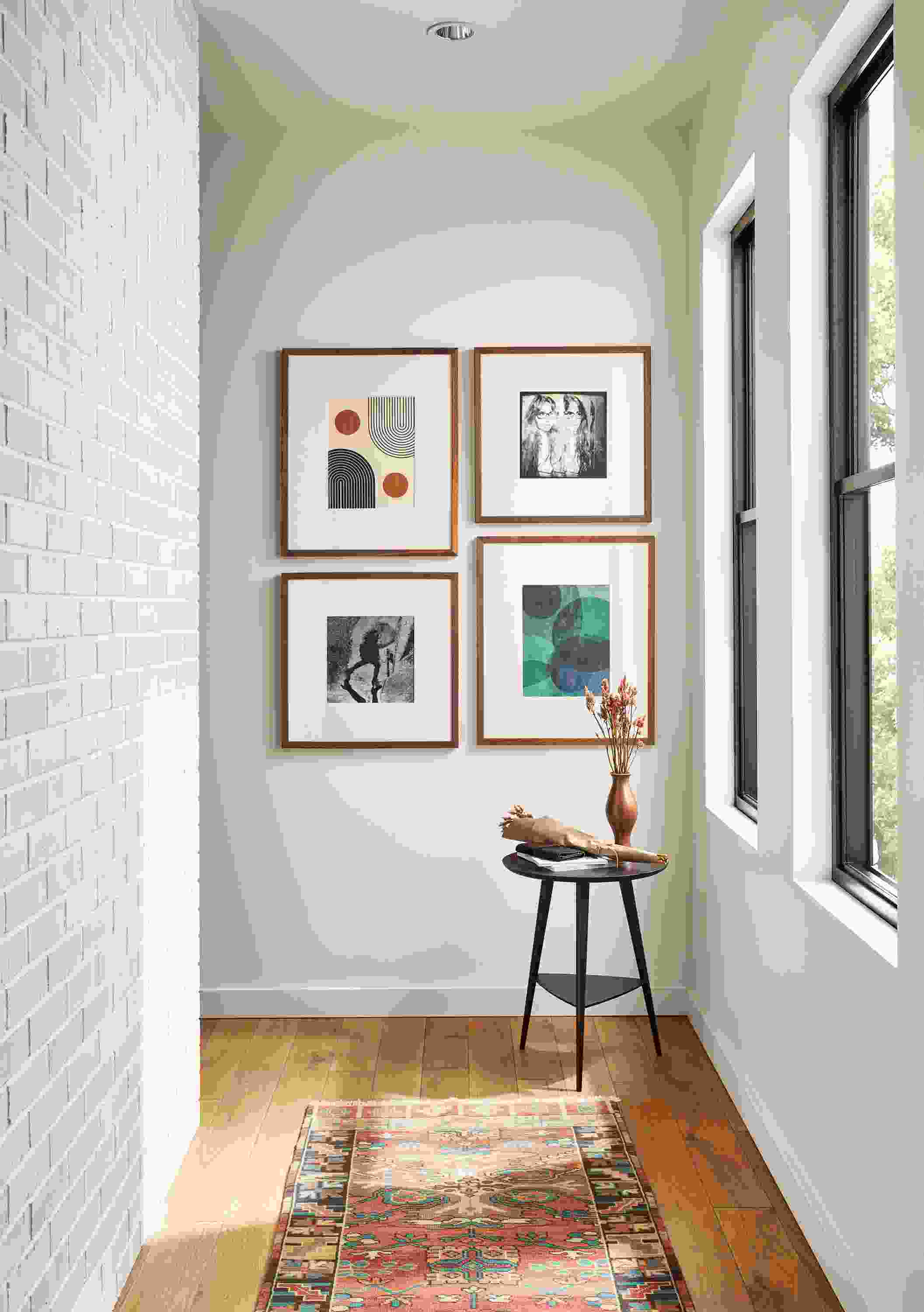 Entryway with Profile mixed grid frame set in walnut.