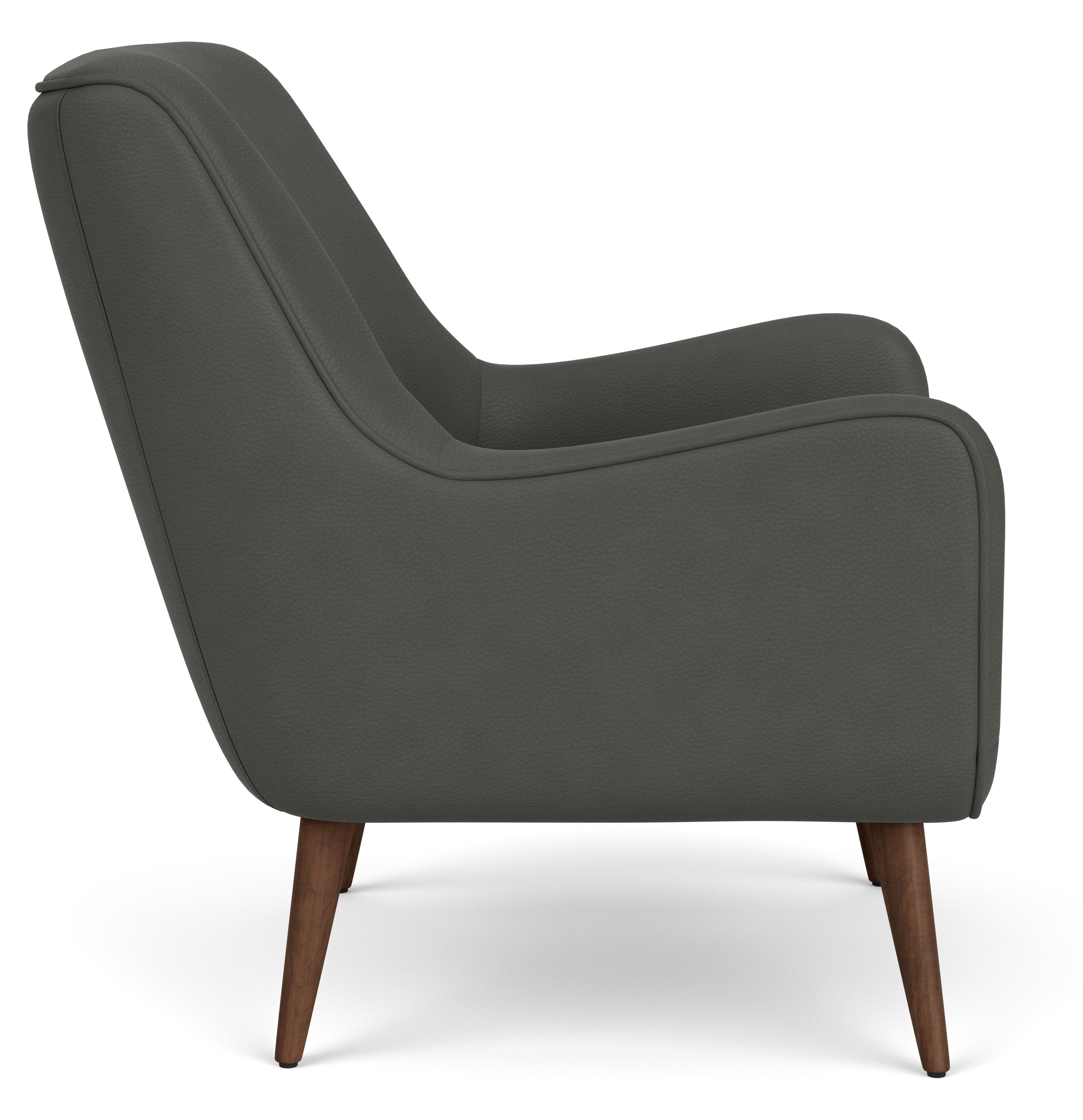 Front view of Quinn Chair in Laino slate leather.