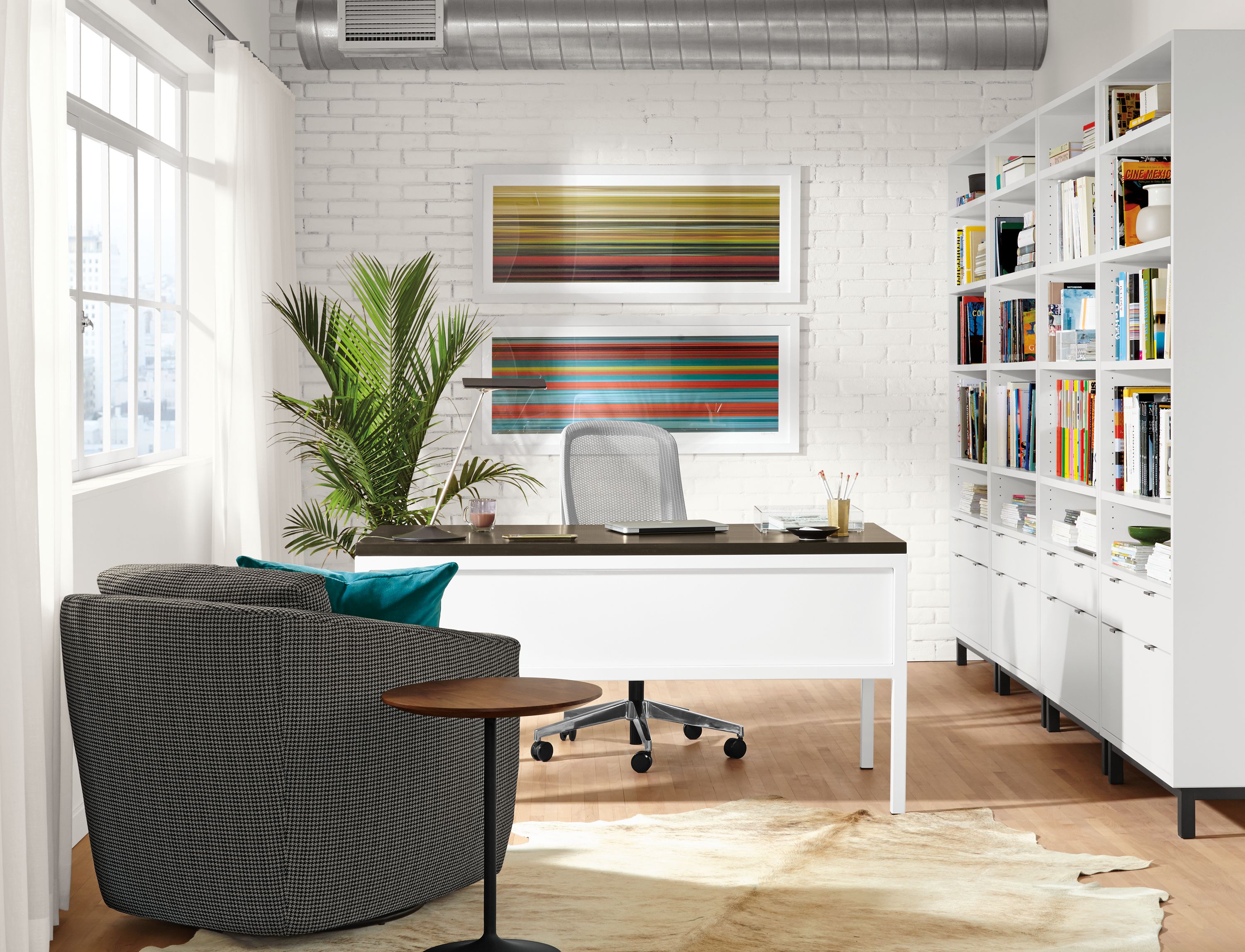 Bookcases in white/natural steel
