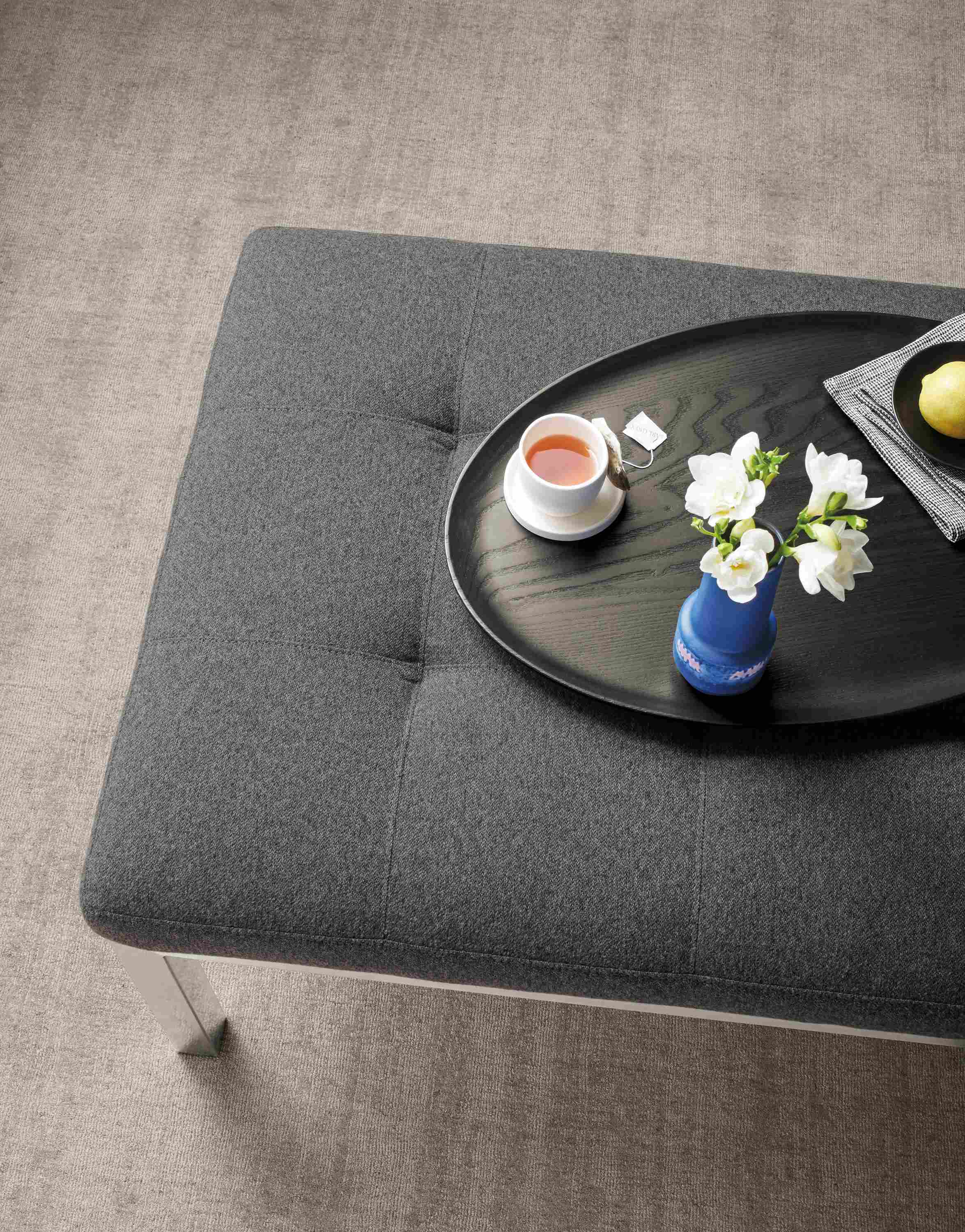 Detail of Ravella coffee table in flint charcoal.