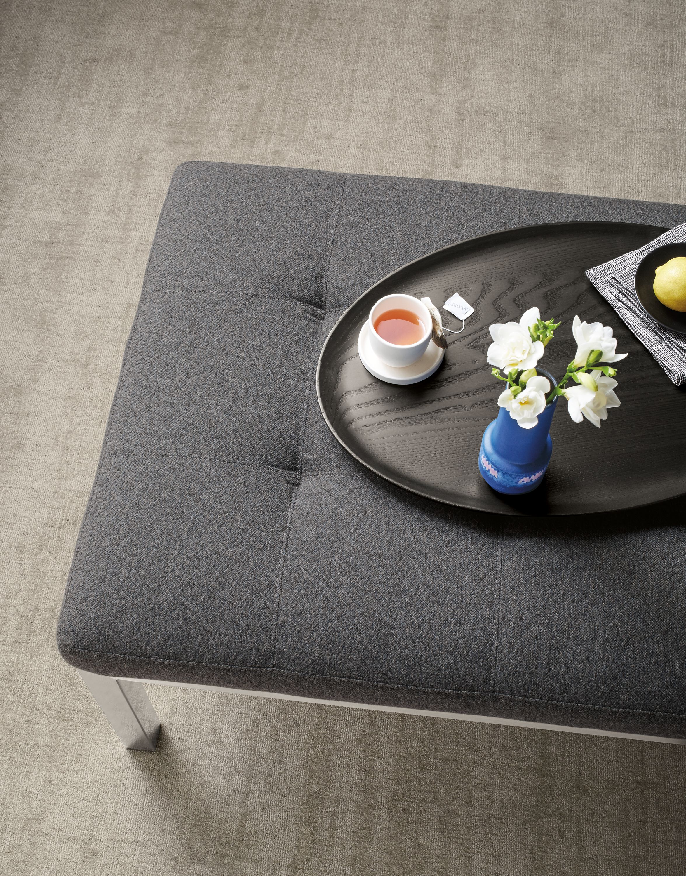 Detail of Ravella coffee table in flint charcoal.