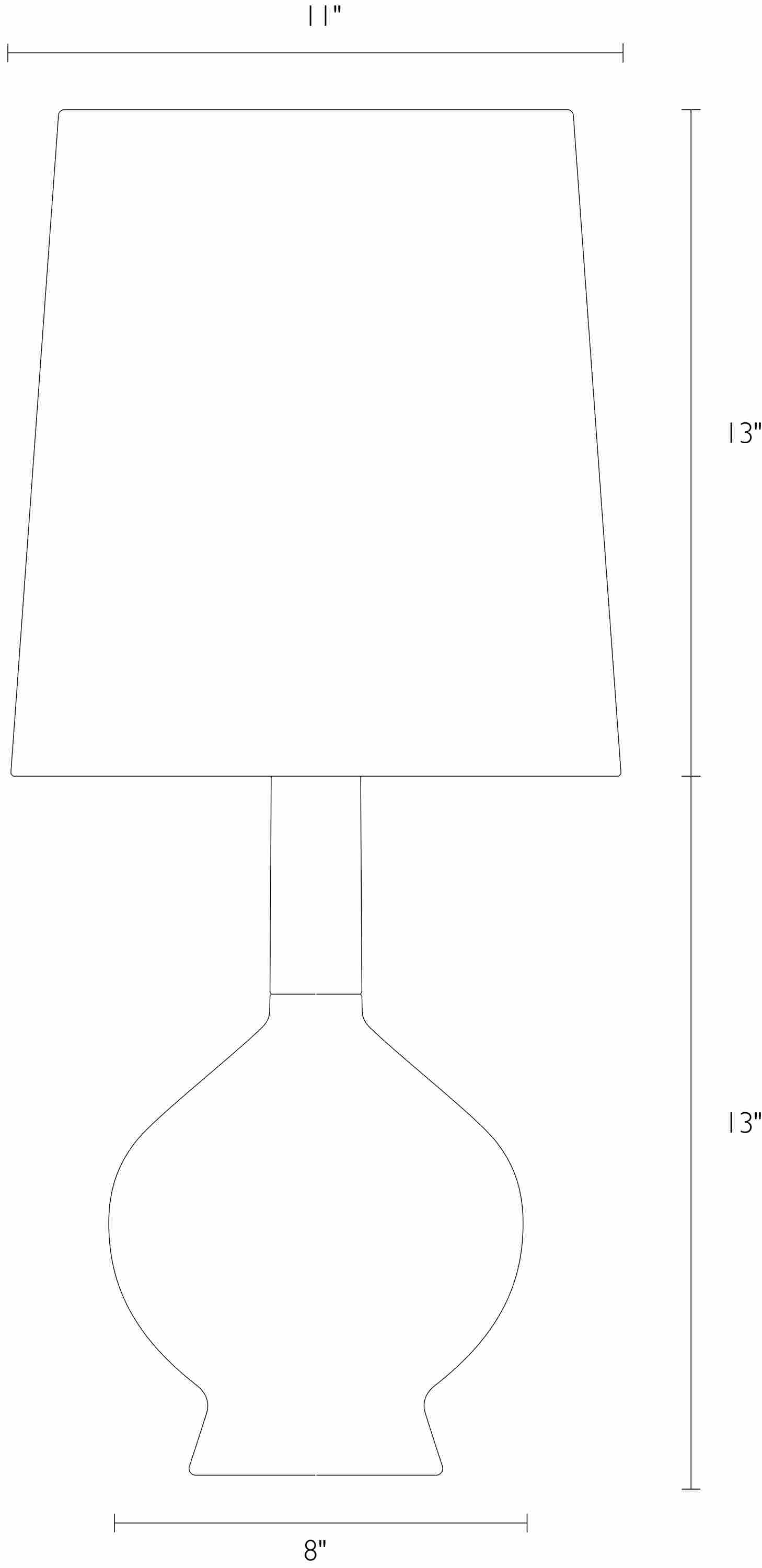 Detail of Rayas table lamp dimension drawing.