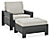 Angled view of Rayo 31-wide Lounge Chair and Ottoman in Mist Fabric.