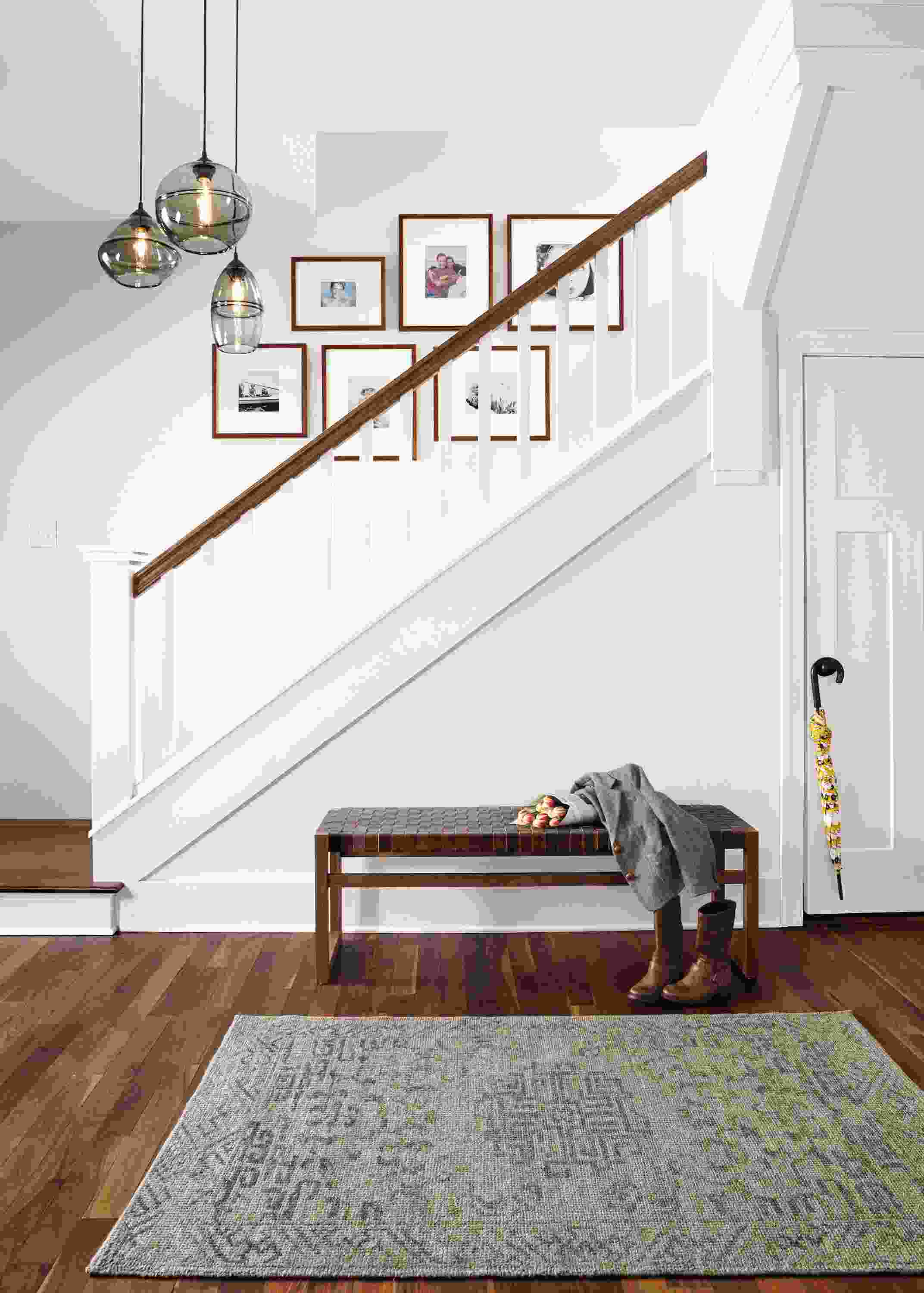 Detail of Reed 54w bench in walnut.