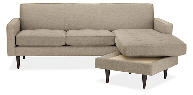 Detail of Reese 85" Sofa with Reversible Chaise in Tatum Grey.