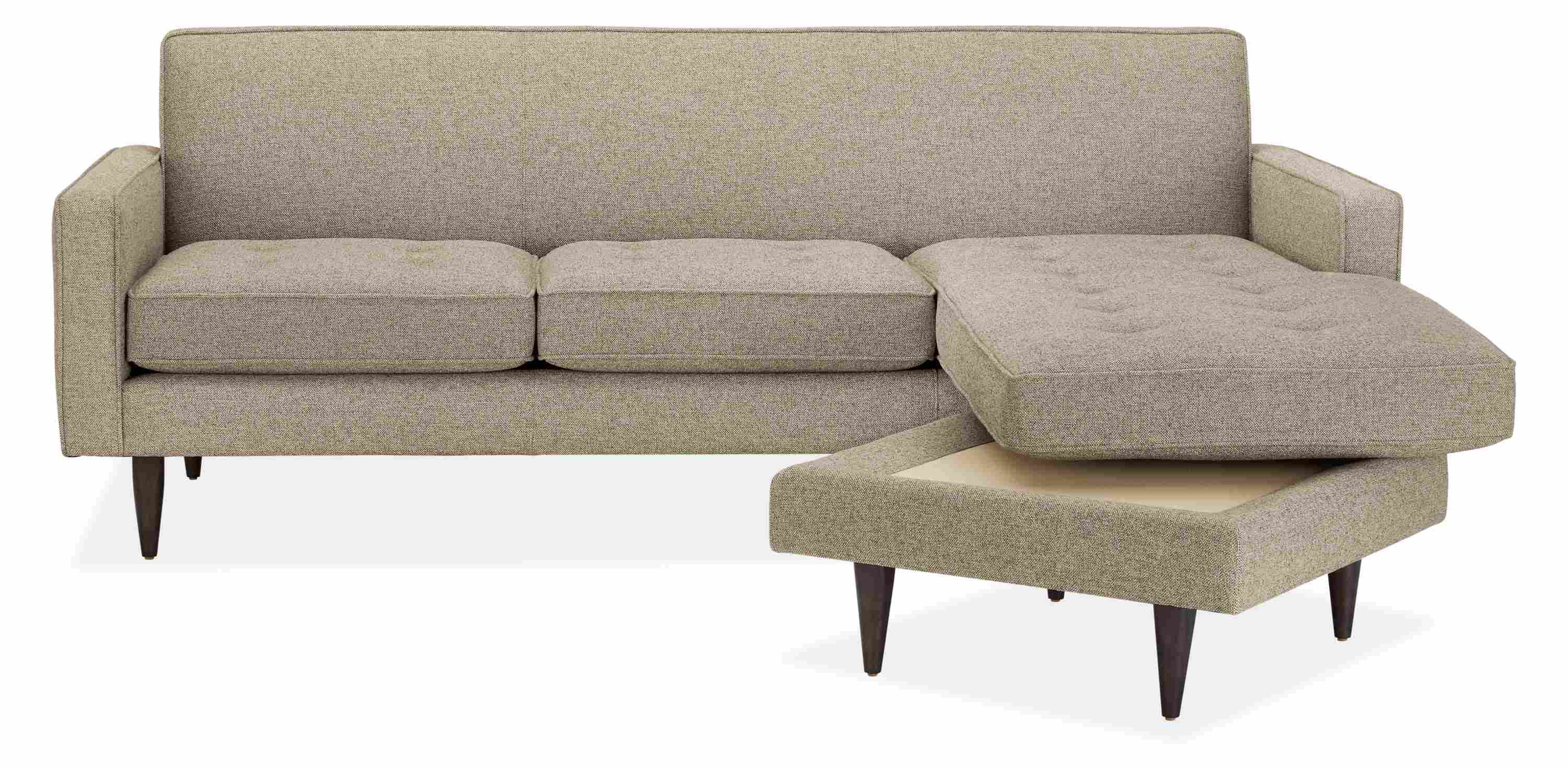 Detail of Reese 85 Sofa with Reversible Chaise in Tatum Grey.