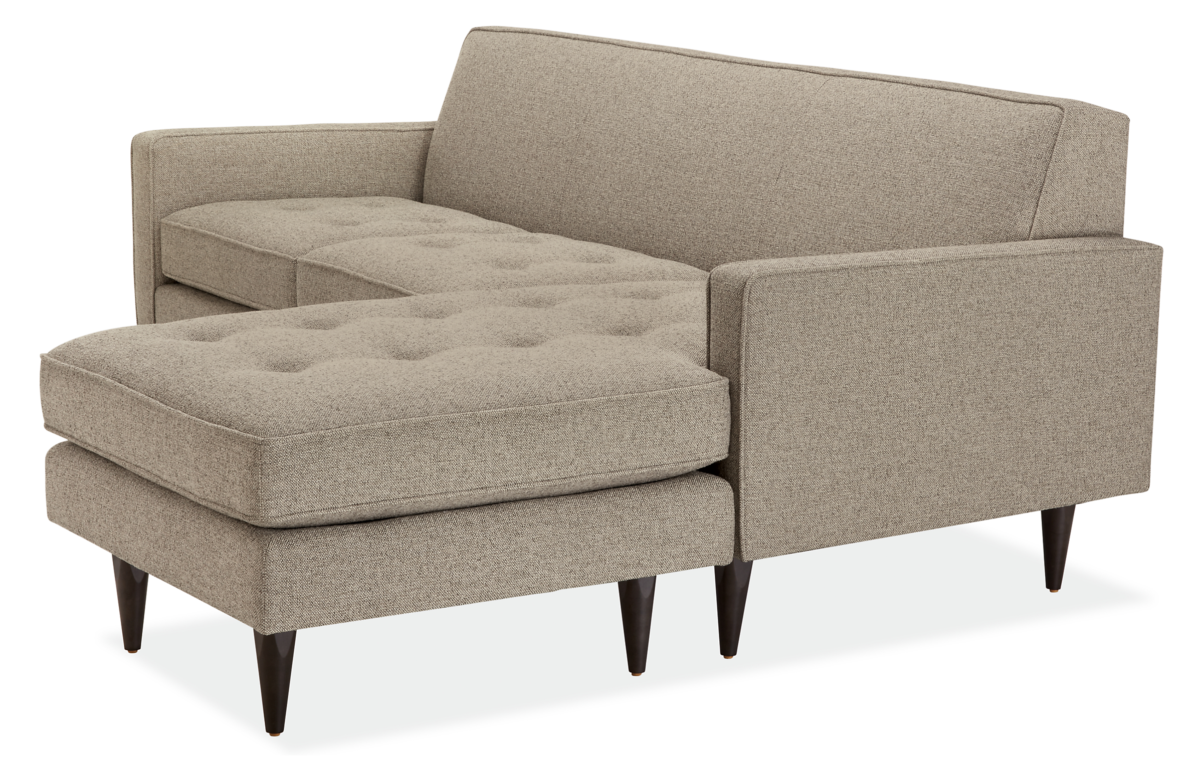 Front view of Reese 85 Sofa with Reversible Chaise in Tatum Grey.