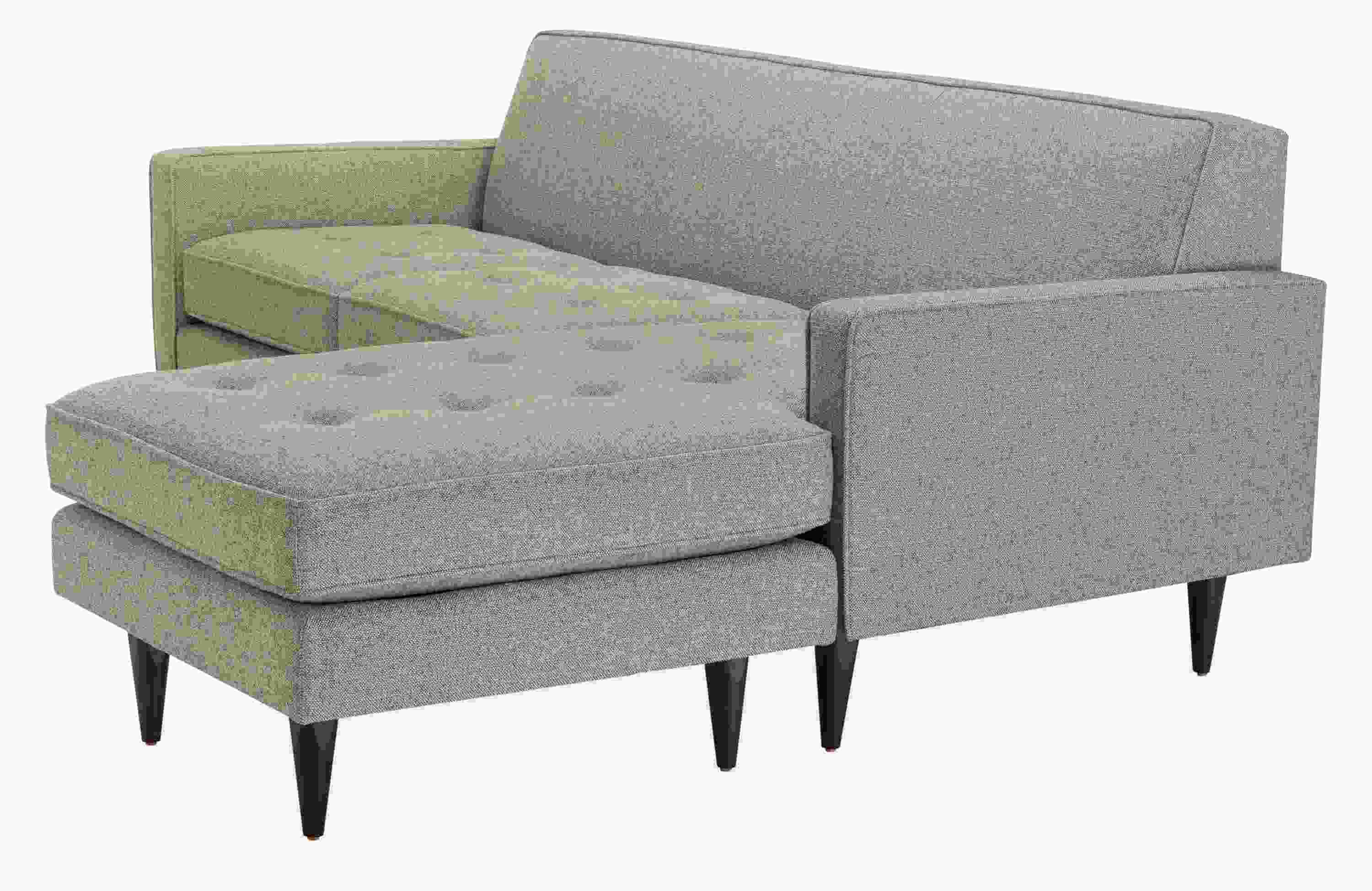 Front view of Reese 85 Sofa with Reversible Chaise in Tatum Grey.