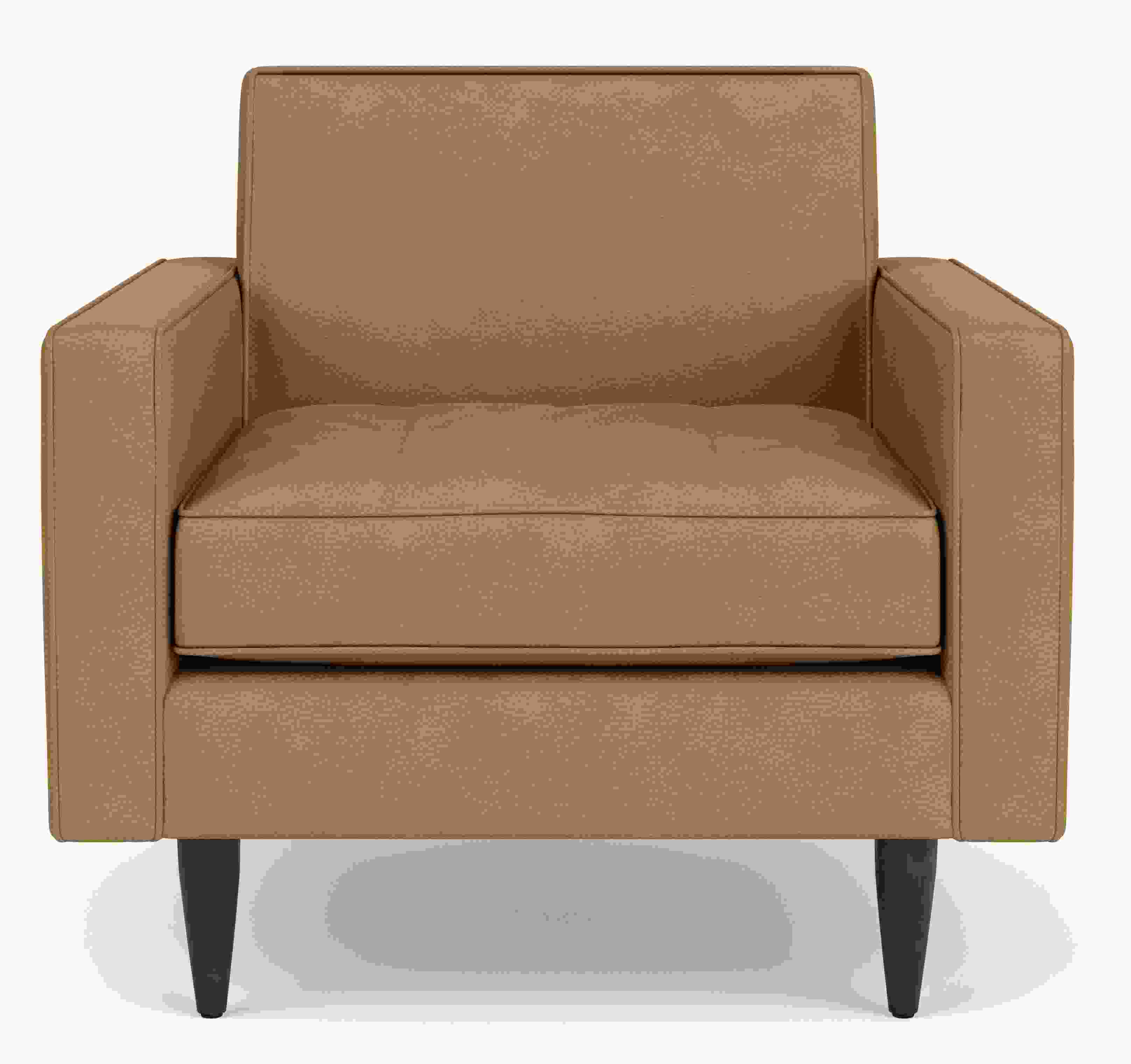 Front view of Reese Chair in Laino camel leather.