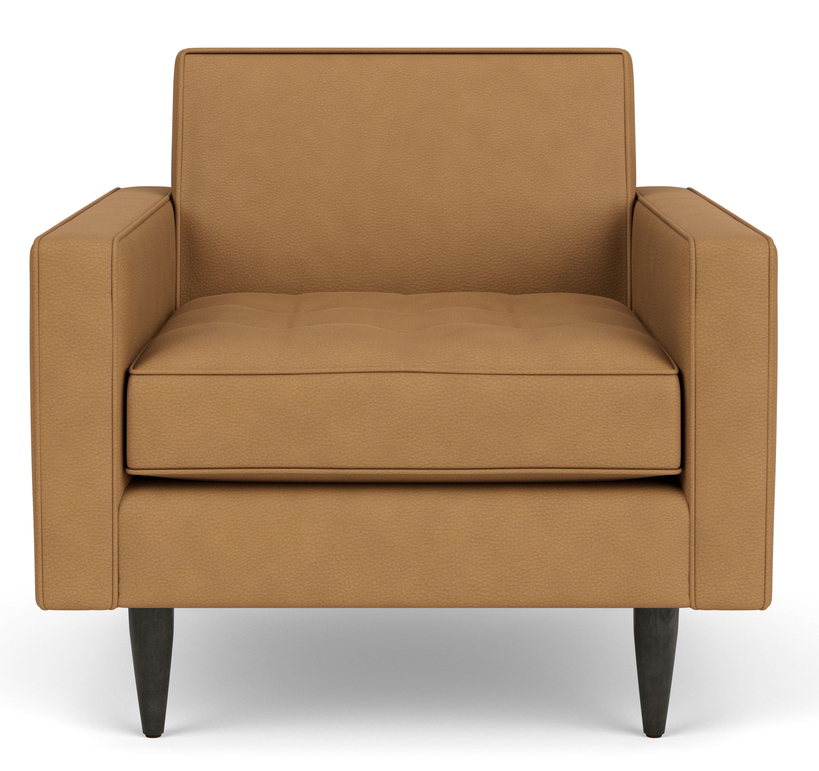 Front view of Reese Chair in Laino camel leather.