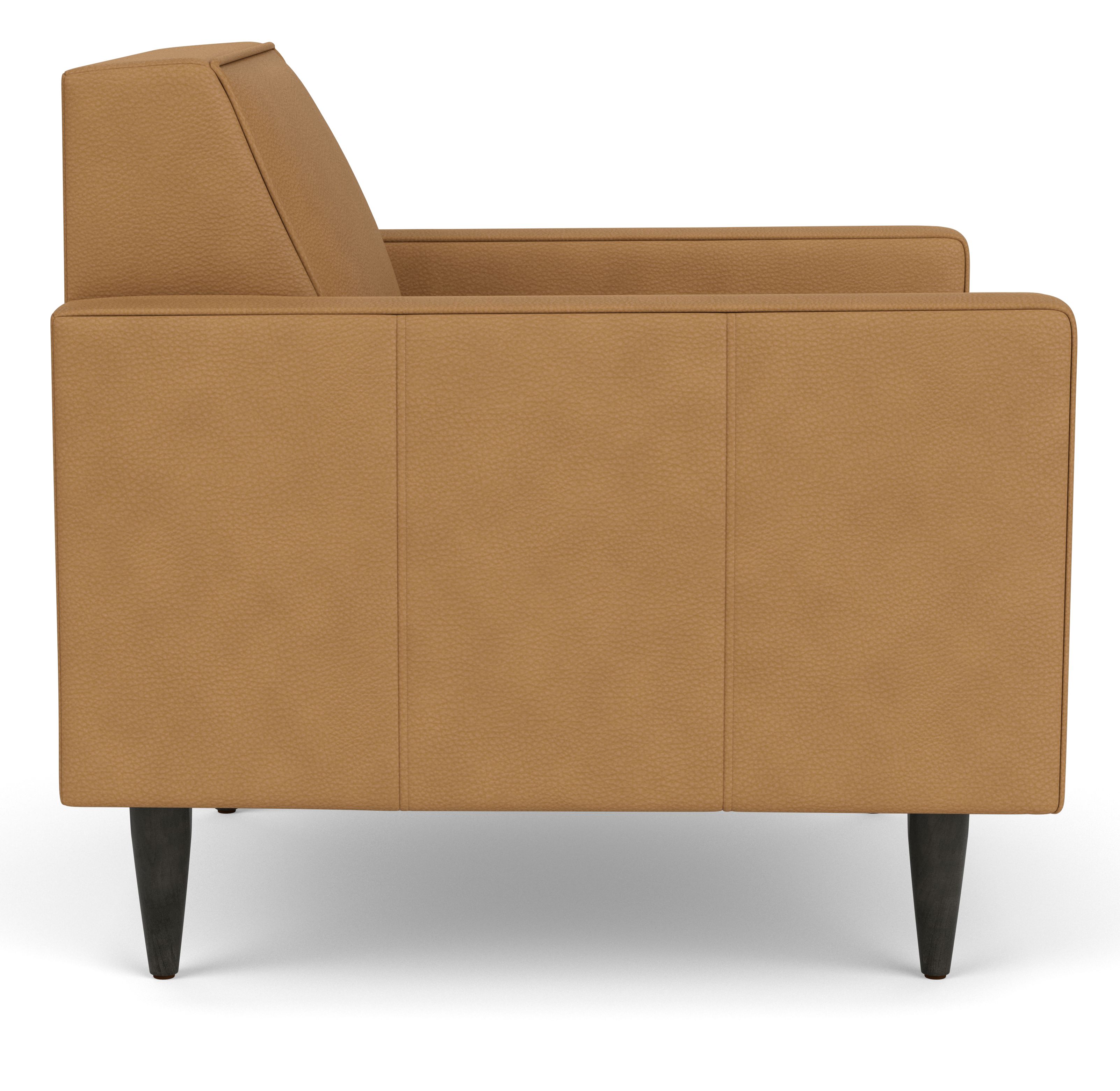 Side view of Reese Chair in Laino camel leather.