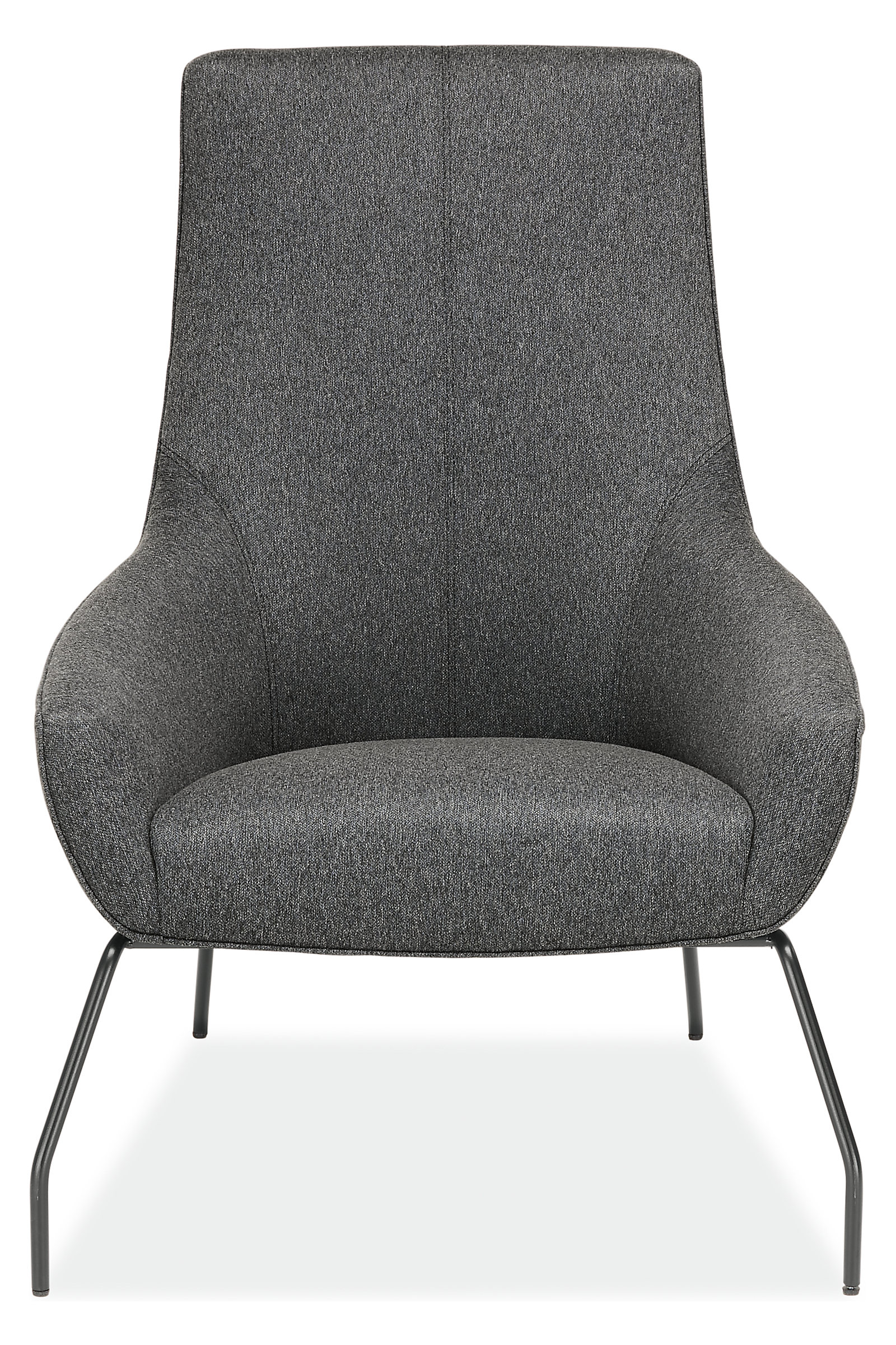Angled view of Rhodes Lounge Chair in Flint Fabric.