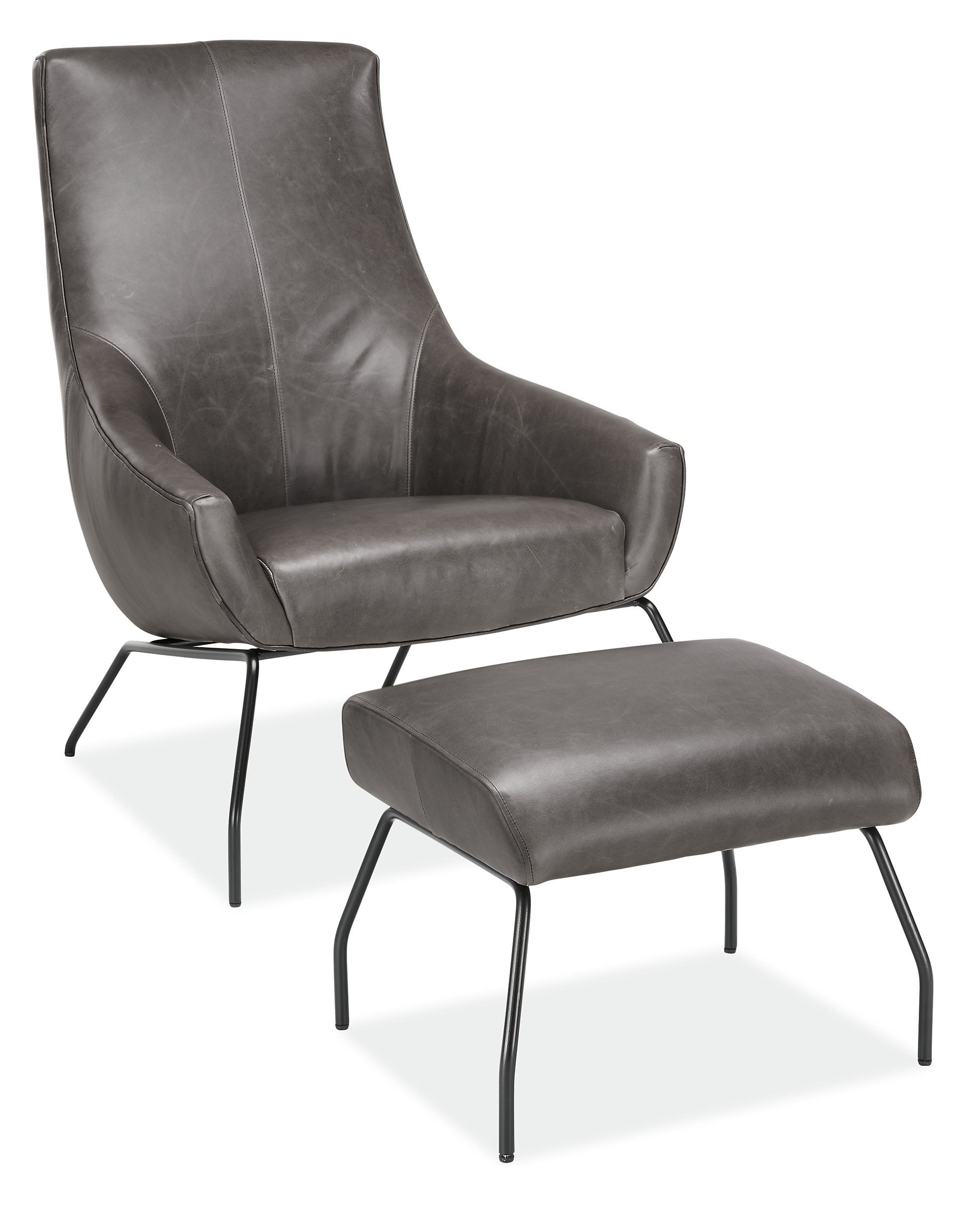 Rhodes Lounge Chair and Ottoman in Vento Leather.