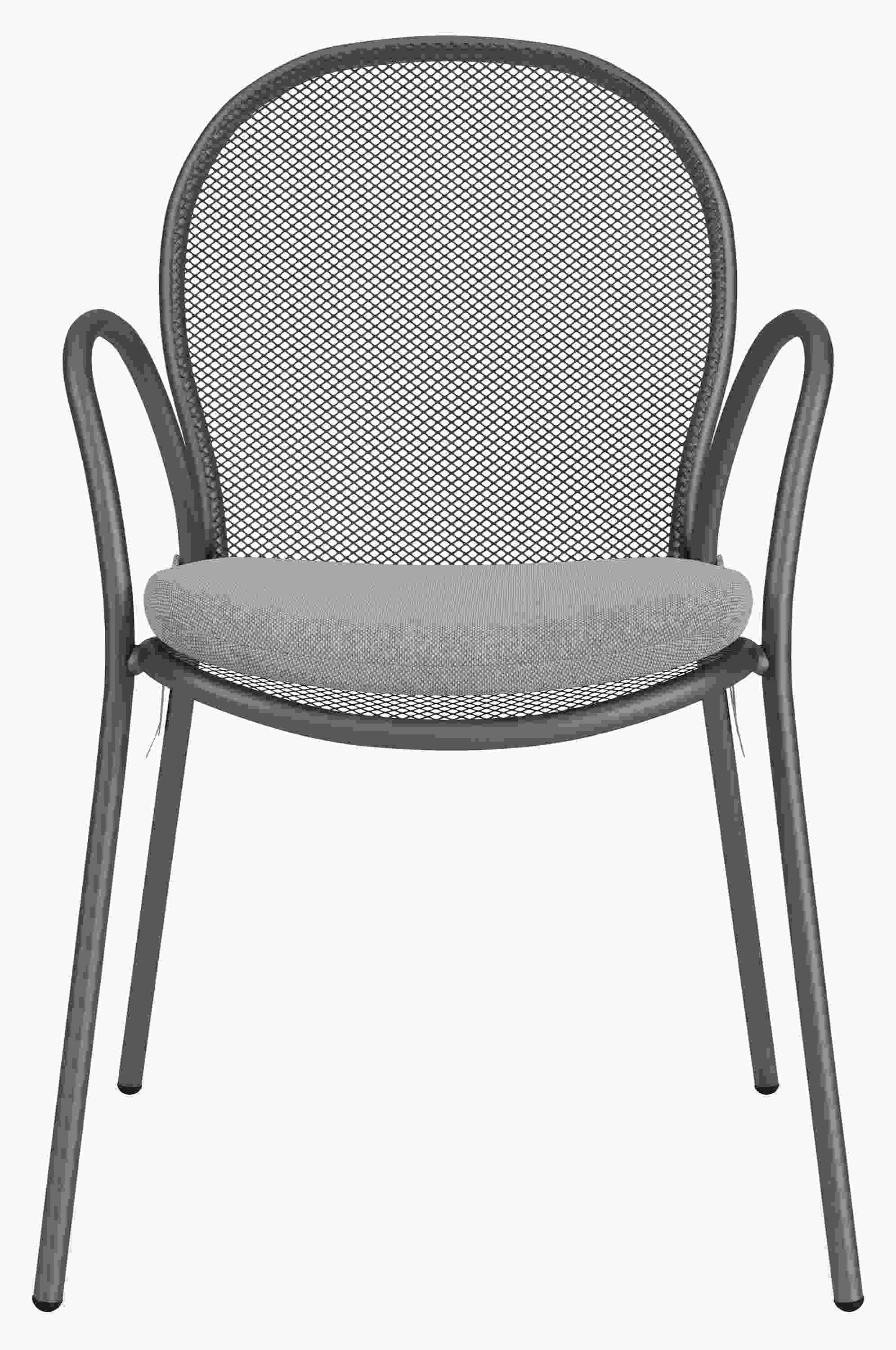 Front view of Rio Chair with Cushion in Pelham Fabric.