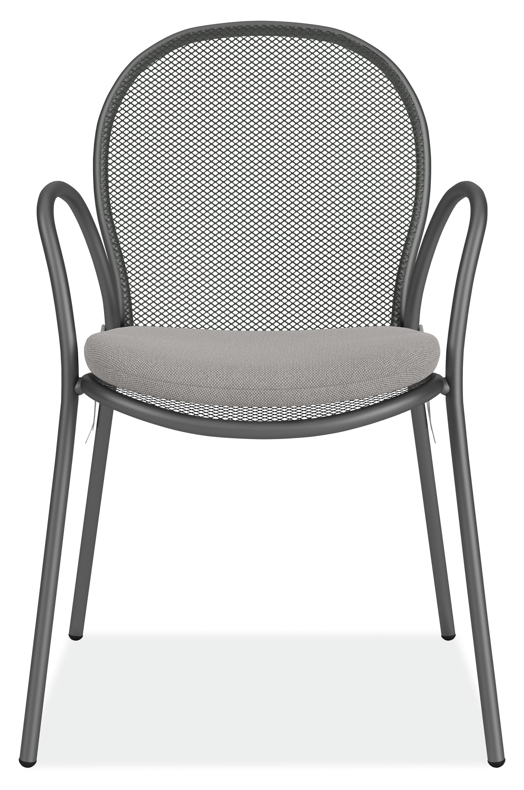 Front view of Rio Chair with Cushion in Pelham Fabric.