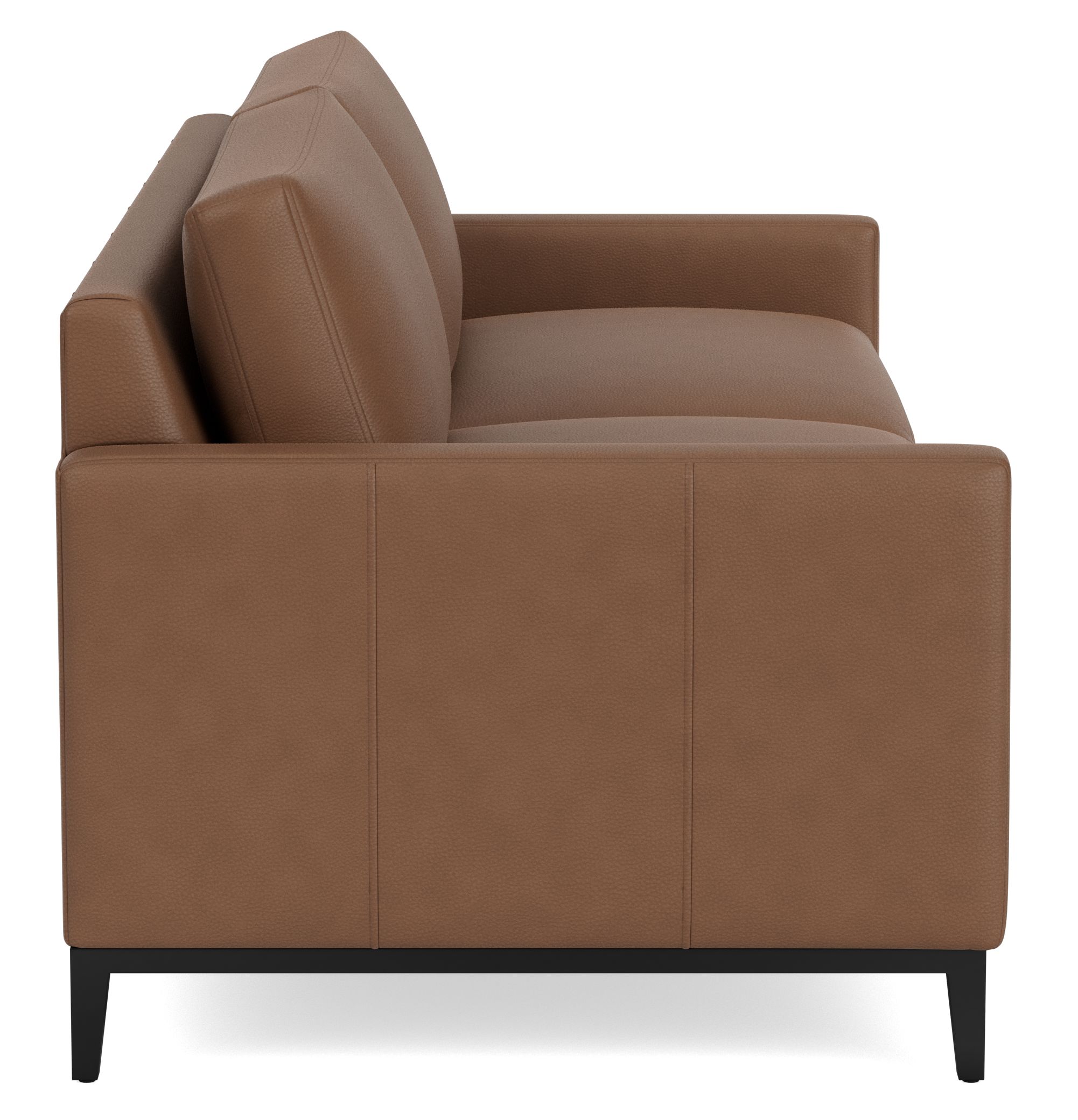 Side view of Robin 81-inch Sofa in Laino Cognac Leather.