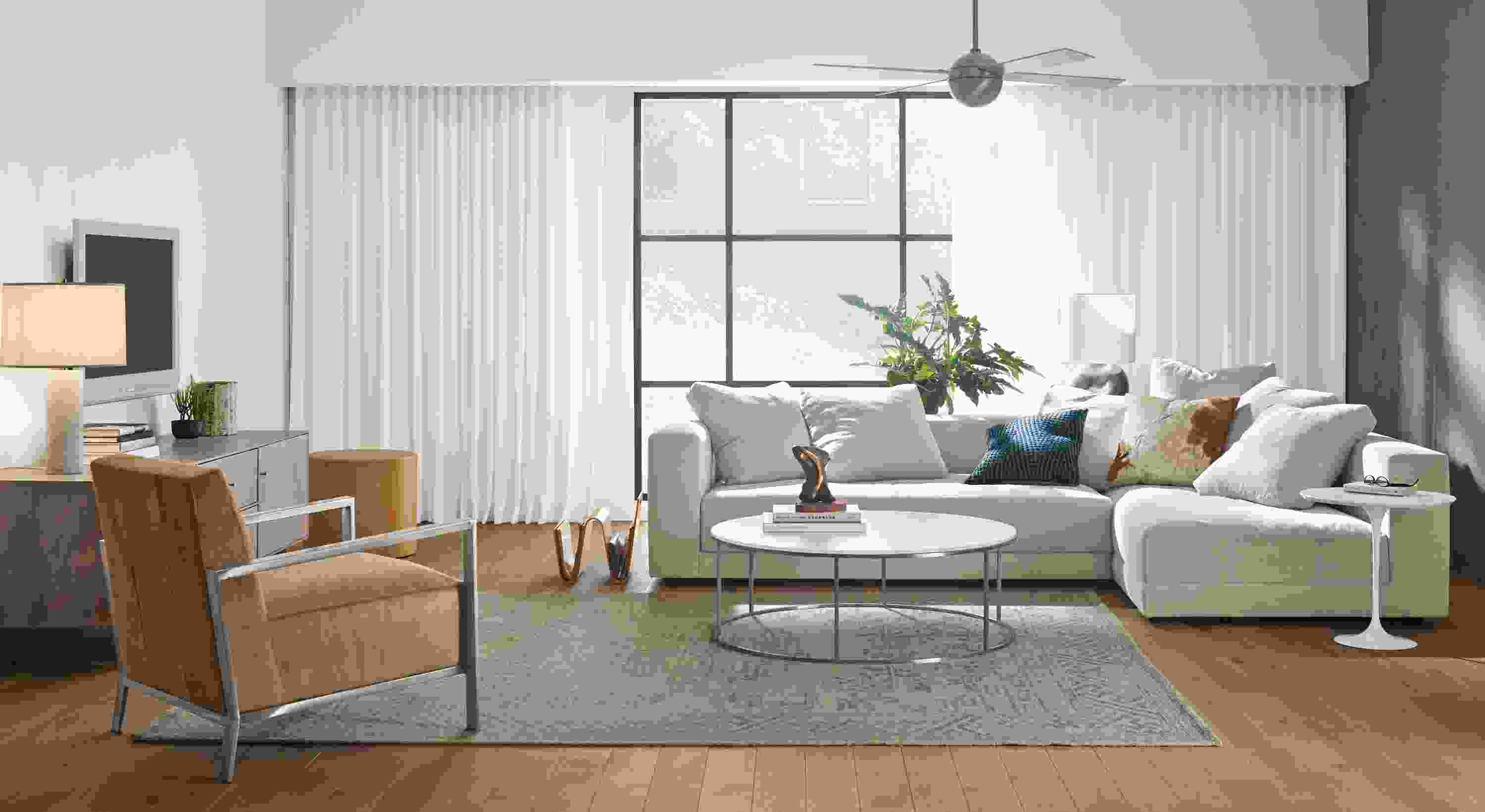 Sala two-piece sectional in Vitoro Ivory in a large living room.