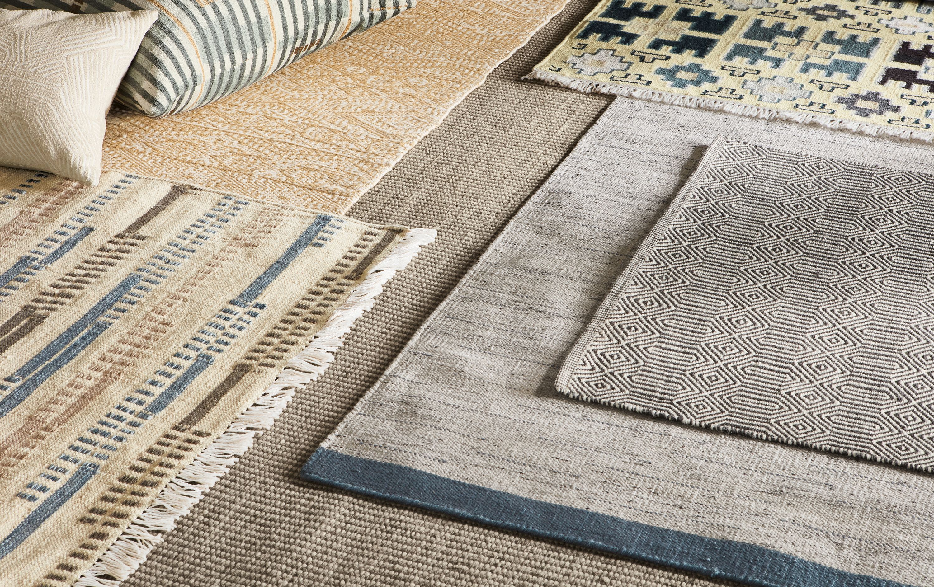Detailed shot of indoor rugs including Sequence, Morse, Selby, Genre, Fara, Freya, Catalina and Ezra.