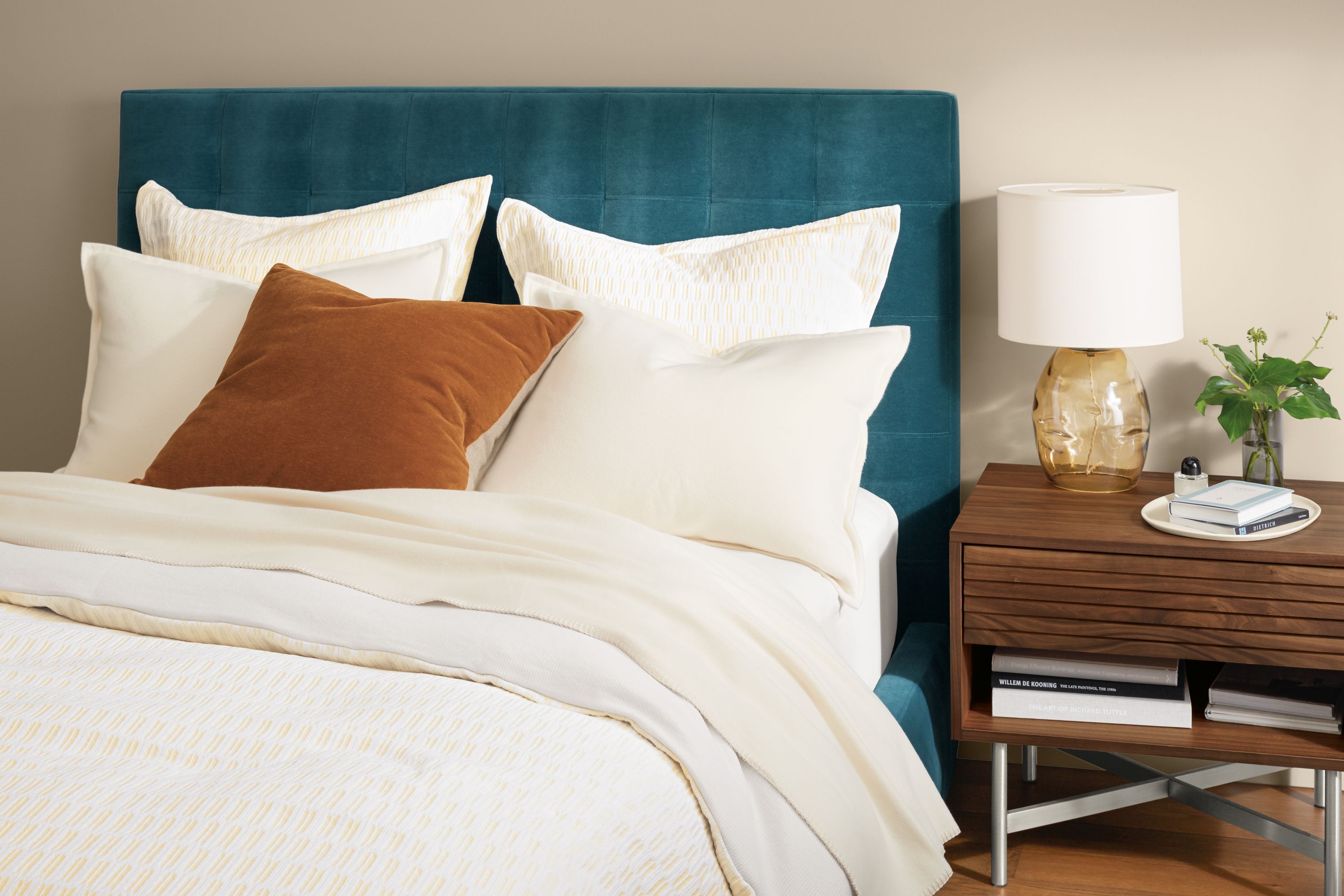 26w nightstand in walnut with stainless steel base