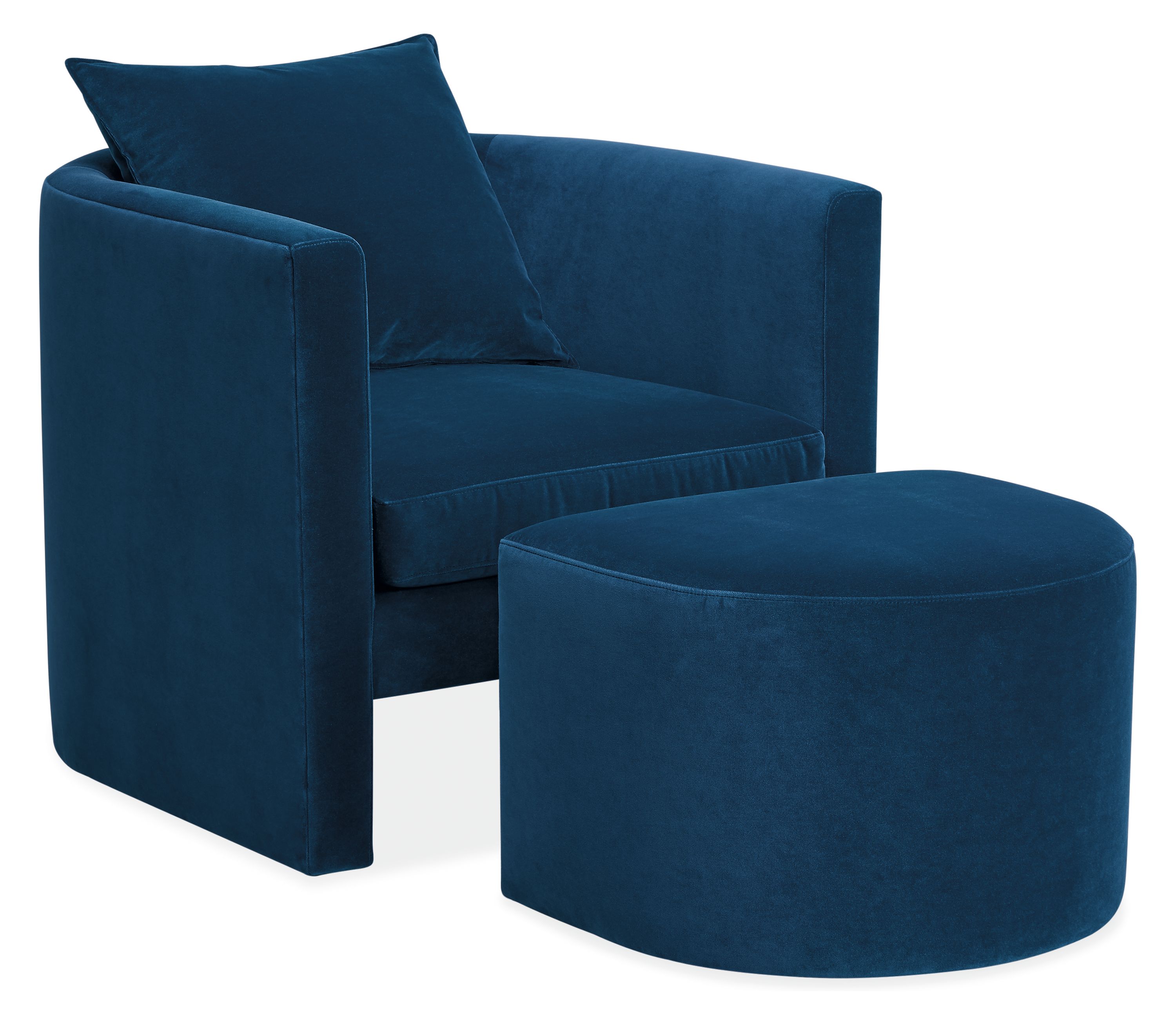 Silva Chair and Ottoman in Banks Denim.