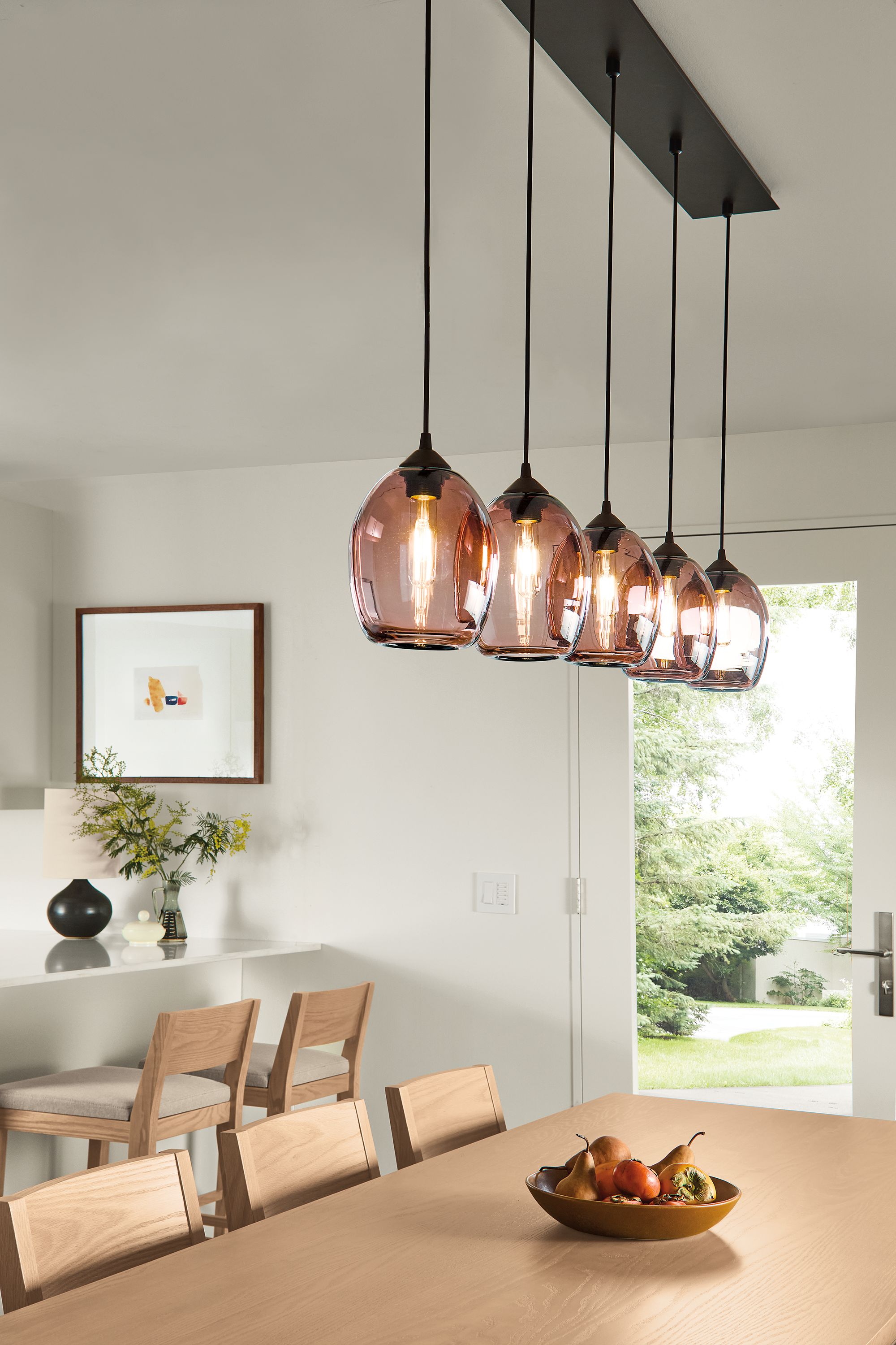 Oval pendants in tea; set of Five