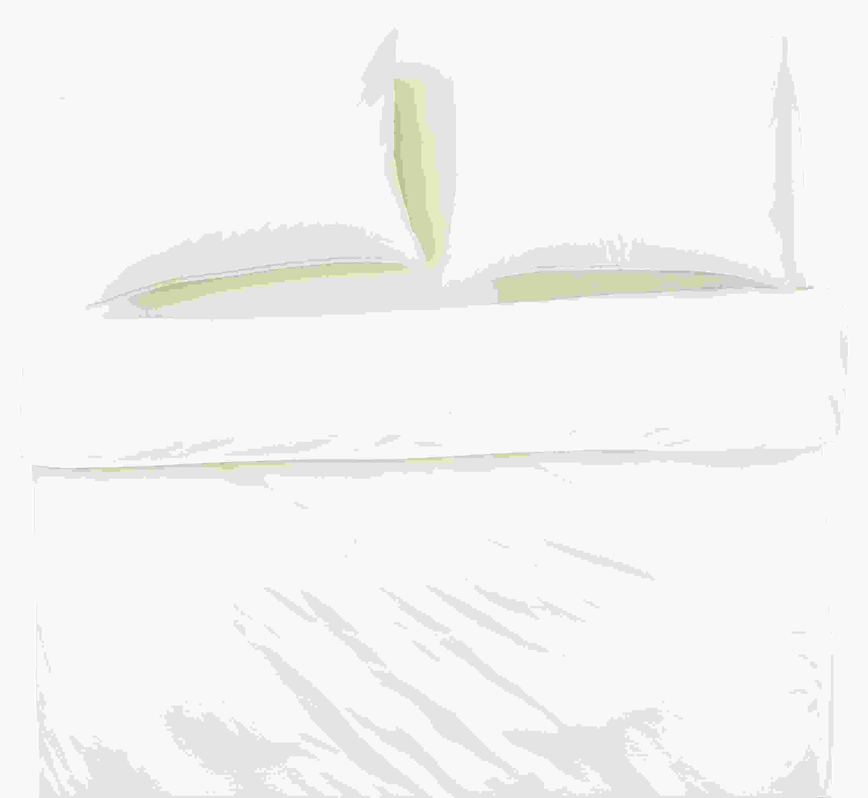 Overhead view of soft-washed percale full/queen duvet set and sheet set in bone on a Core queen bed.