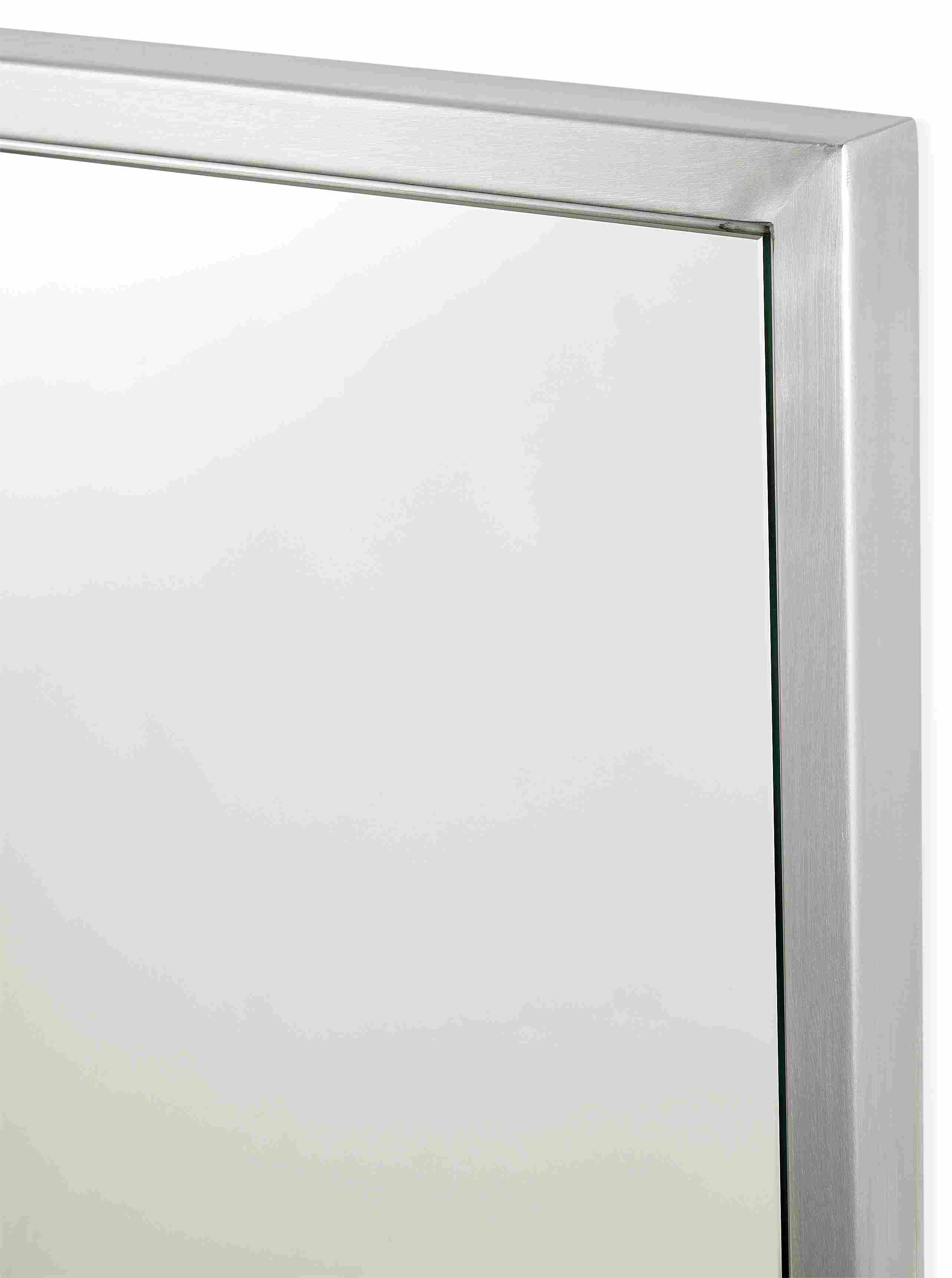 Detail of Soho 24w 1.5d 36h Mirror in Stainless Steel.