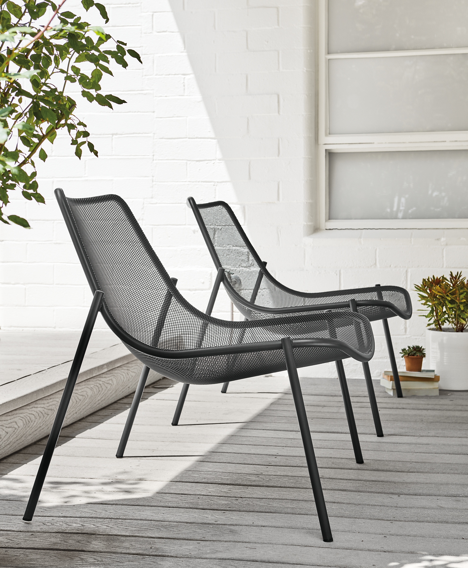 Detail of Soleil lounge chairs in graphite.