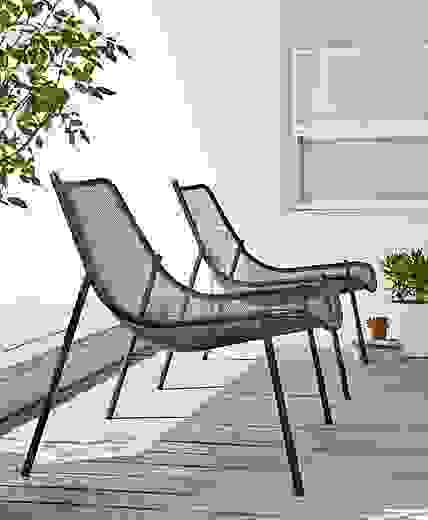 Detail of Soleil lounge chairs in graphite.
