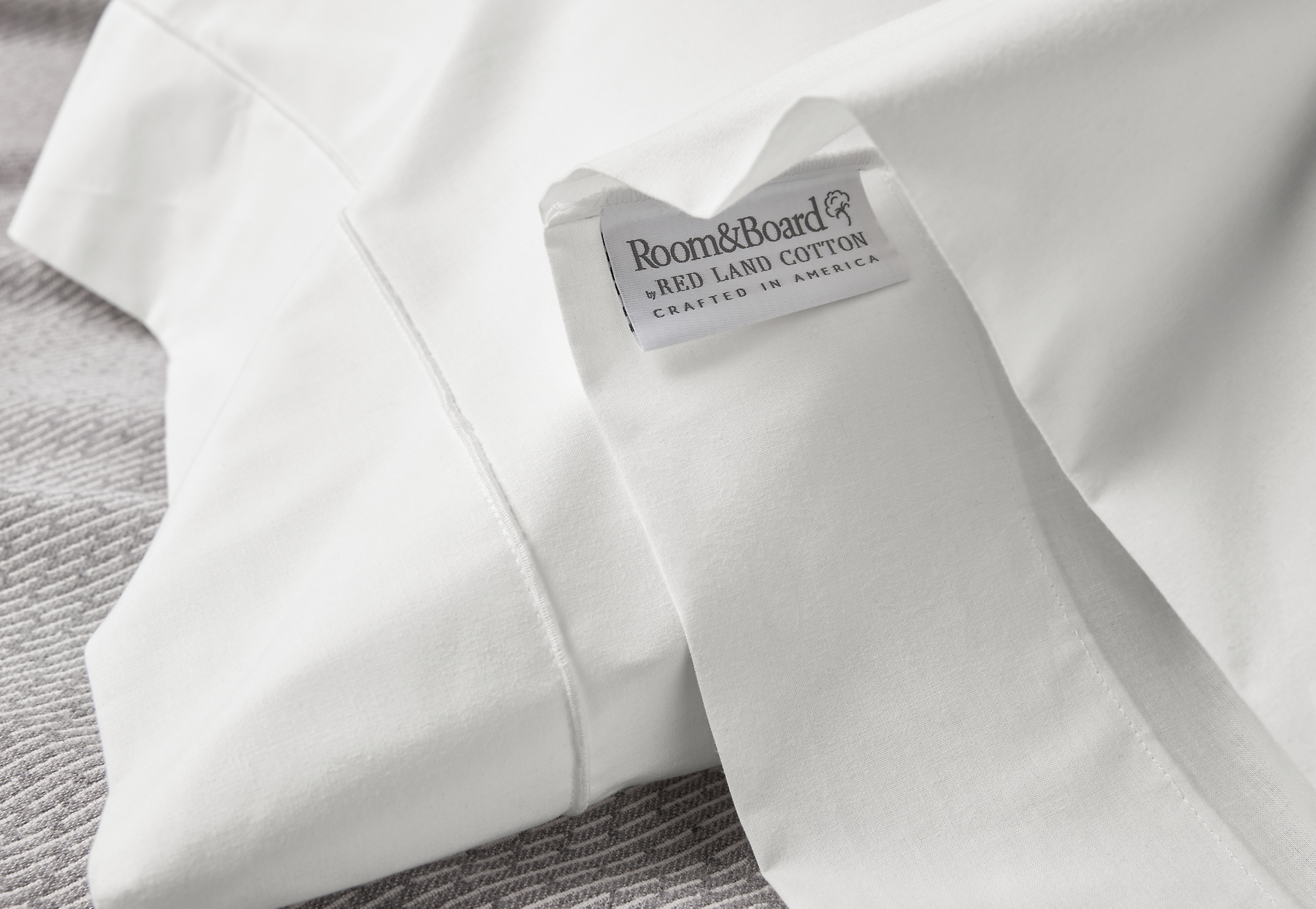 Detail of Sommerville percale bedding.