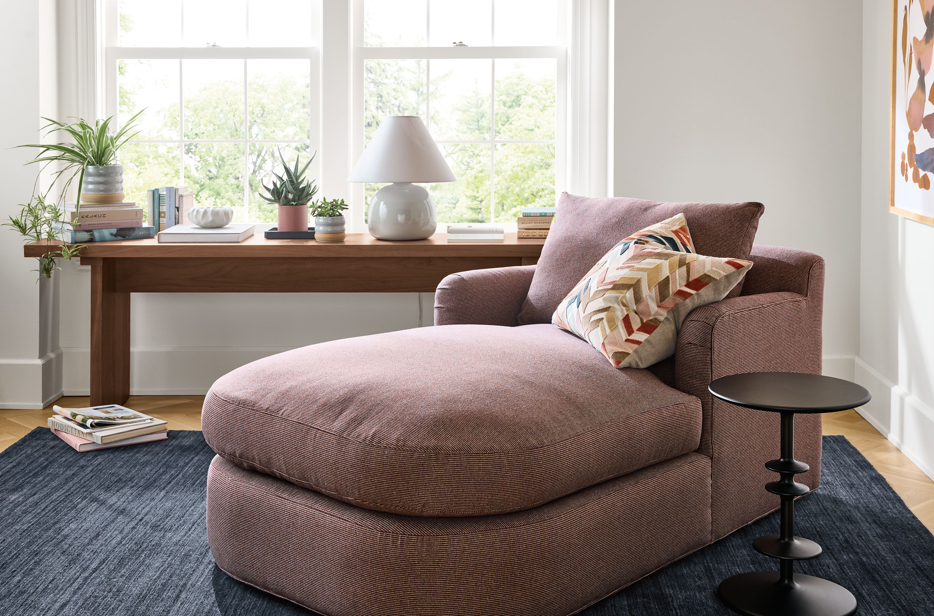 64" chaise in Kesler merlot fabric